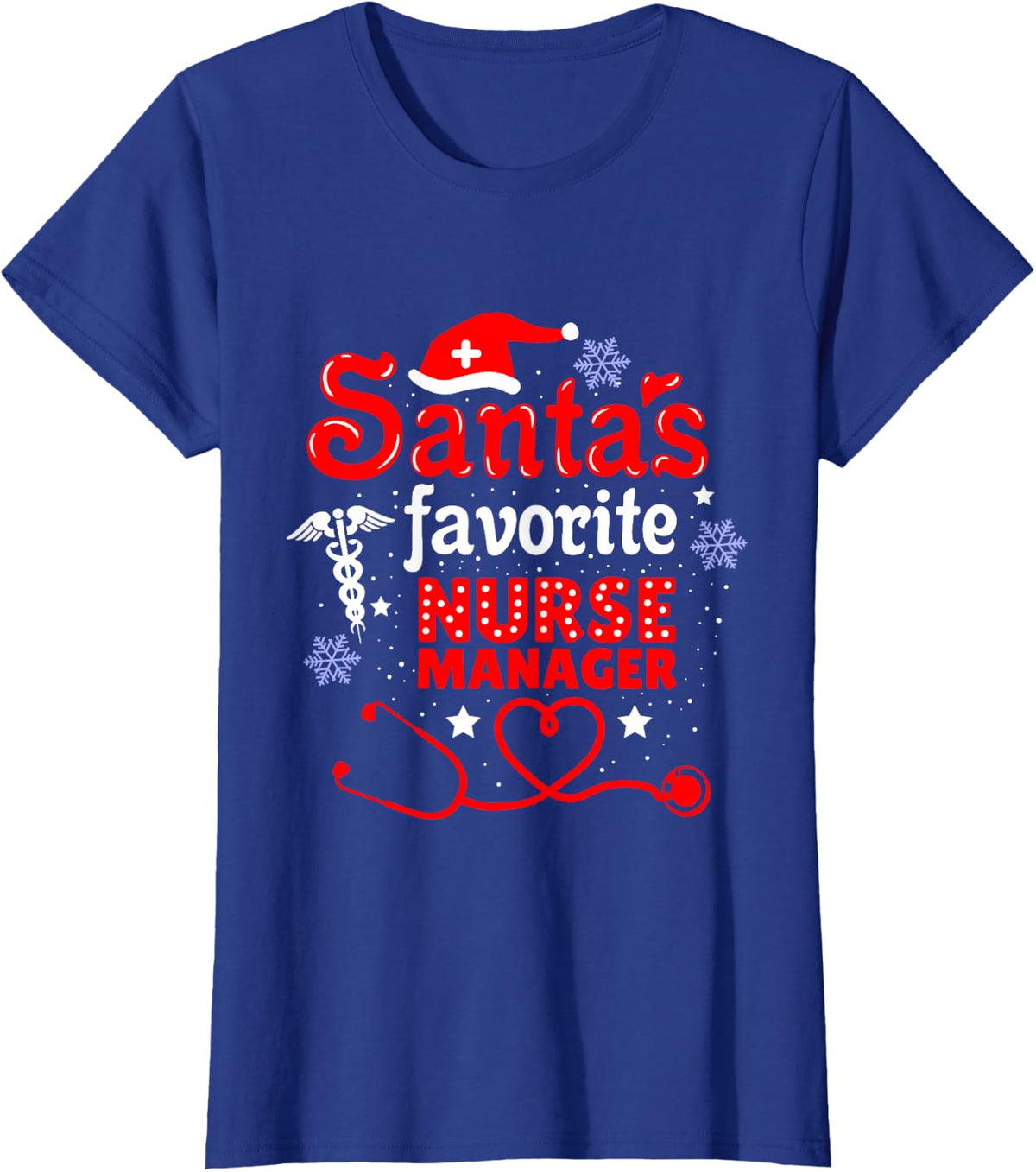 Santas Favorite Nurse Manager Christmas T-Shirt - Royal Blue