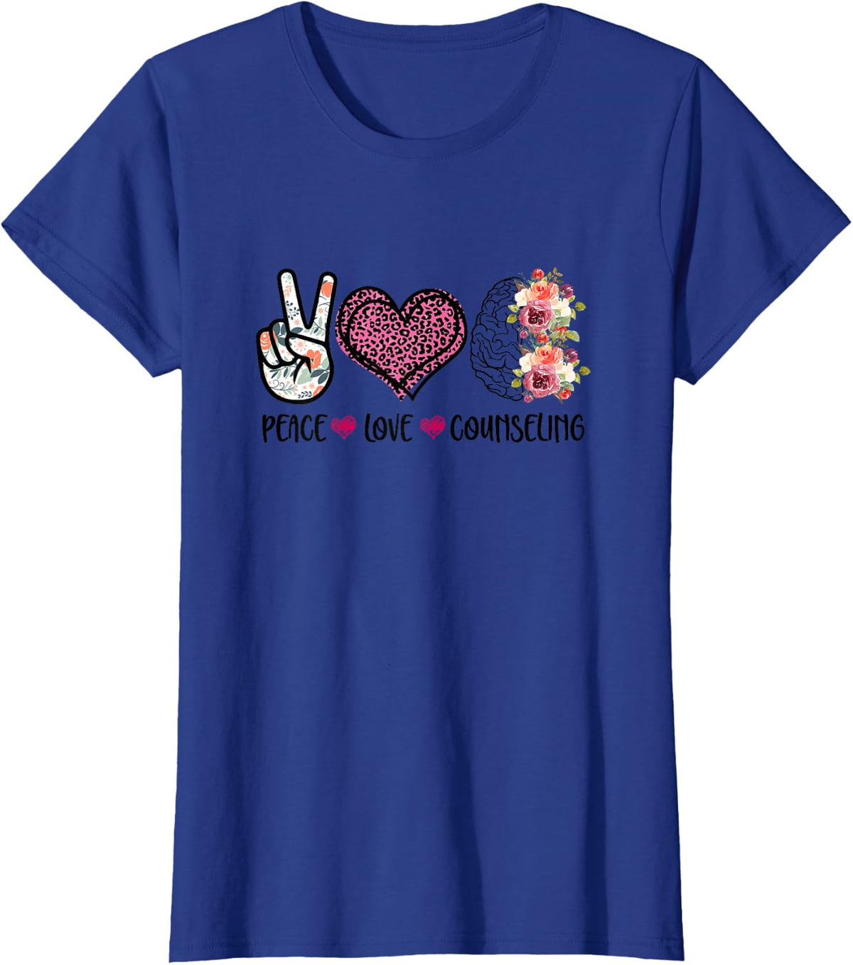 Peace Love Counseling Proud School Counselor Therapist Psych T-Shirt - Royal Blue