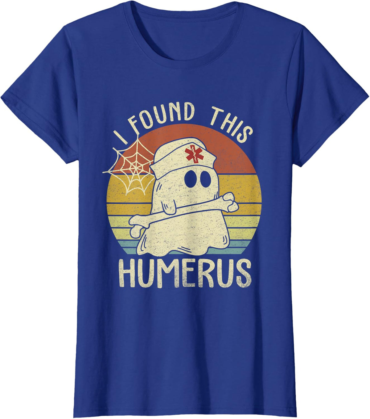I Found This Humerus Halloween Nurse Nursing Ghost Humorous T-Shirt - Royal Blue