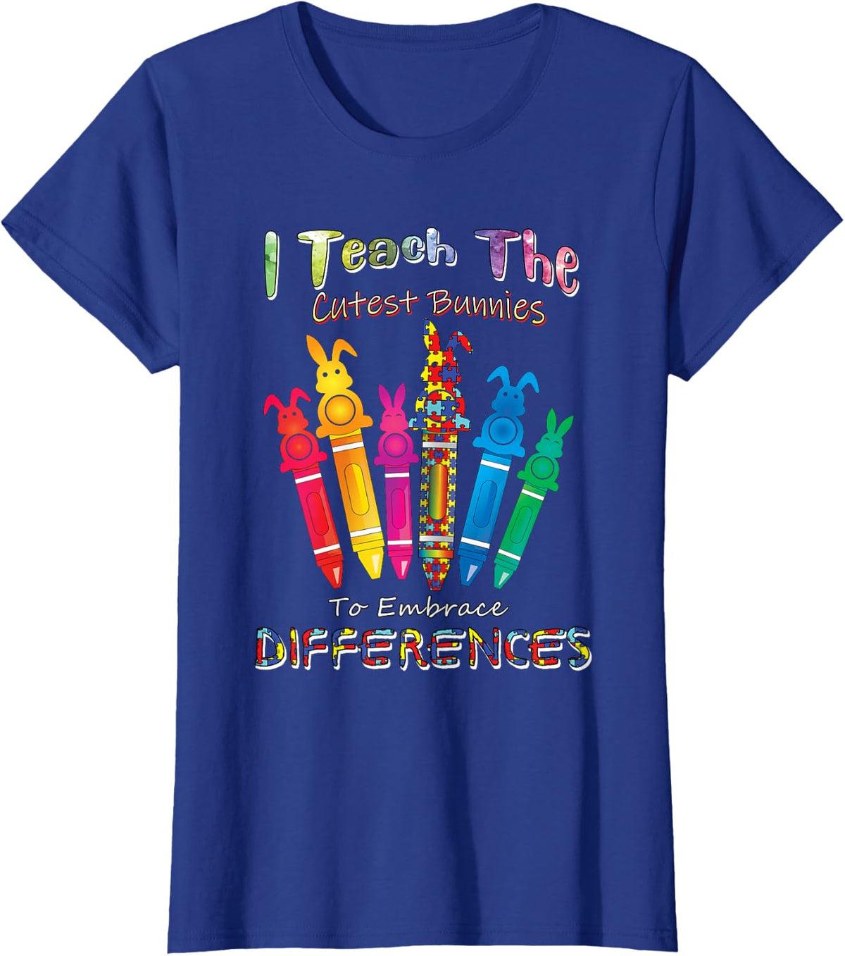 Easter Autism Awareness Embrace Differences IEP SPED Teacher T-Shirt - Royal Blue
