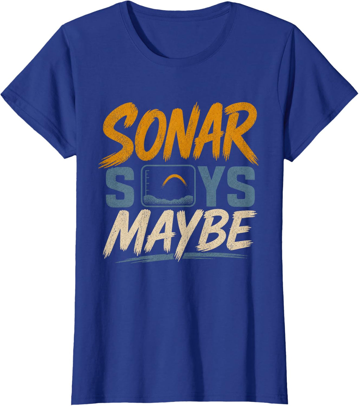 Sonar Says Maybe Walleye Fishing Angler Night Jigging T-Shirt - Royal Blue