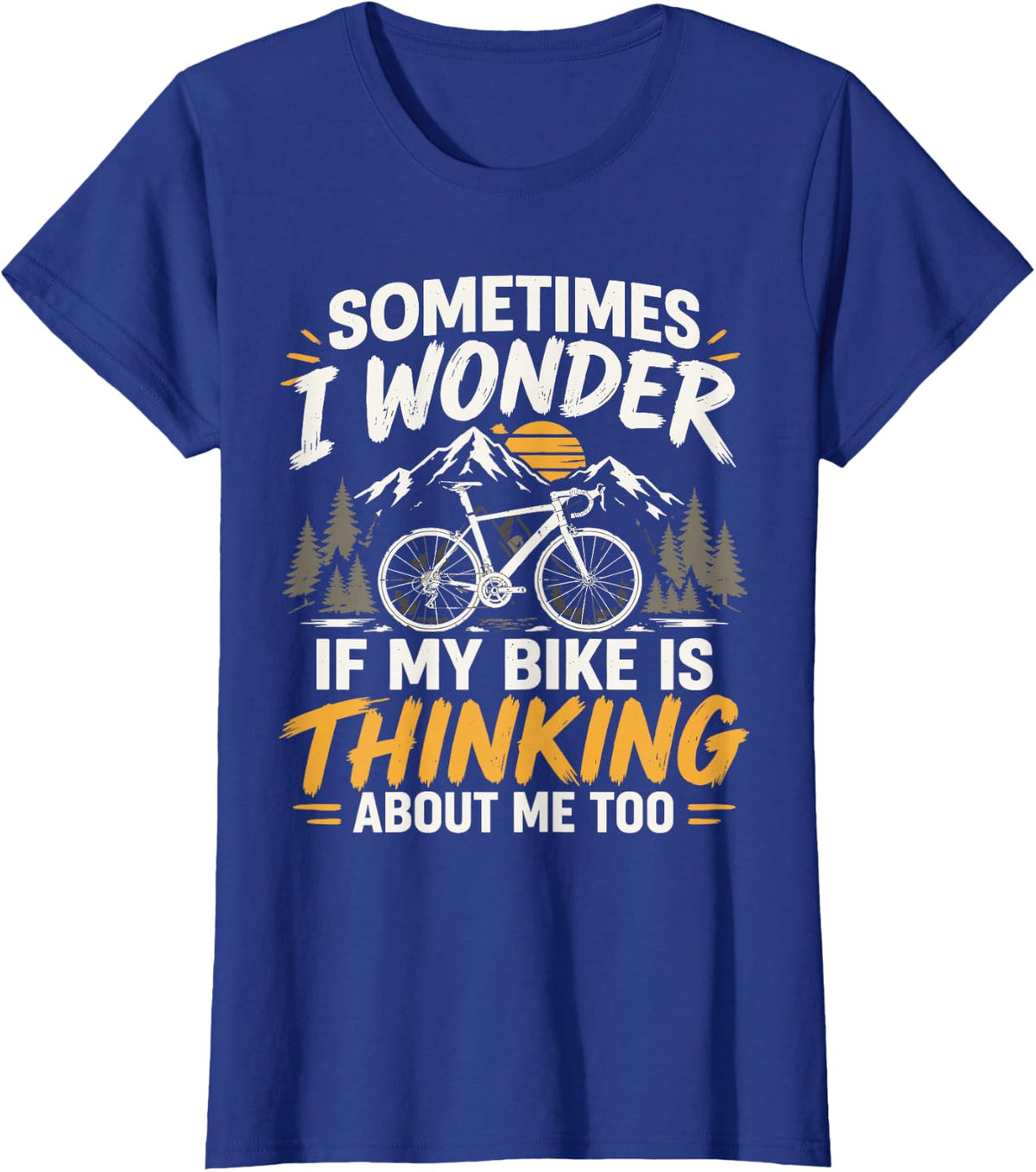 Funny Cycling Bicycle Mountain Landscape Nature Adventure T-Shirt - Royal Blue