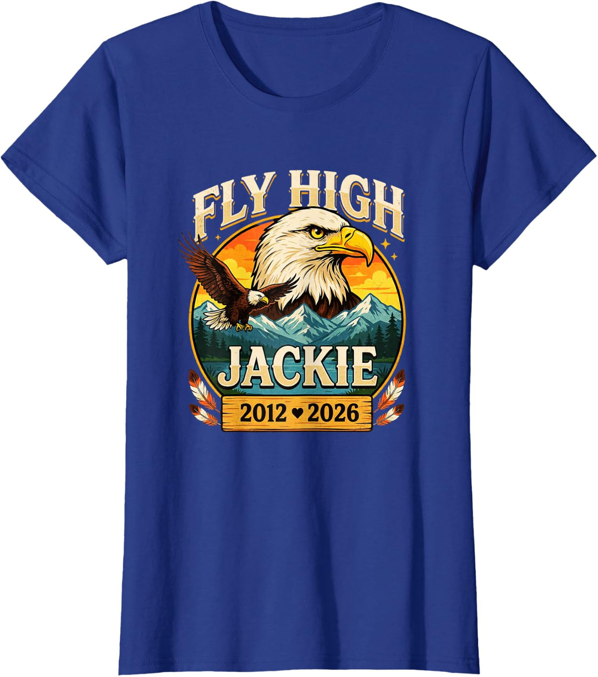 Fly High Jackie, Big Bear Jackie and Shadow Bald Eagle T-Shirt - Royal Blue