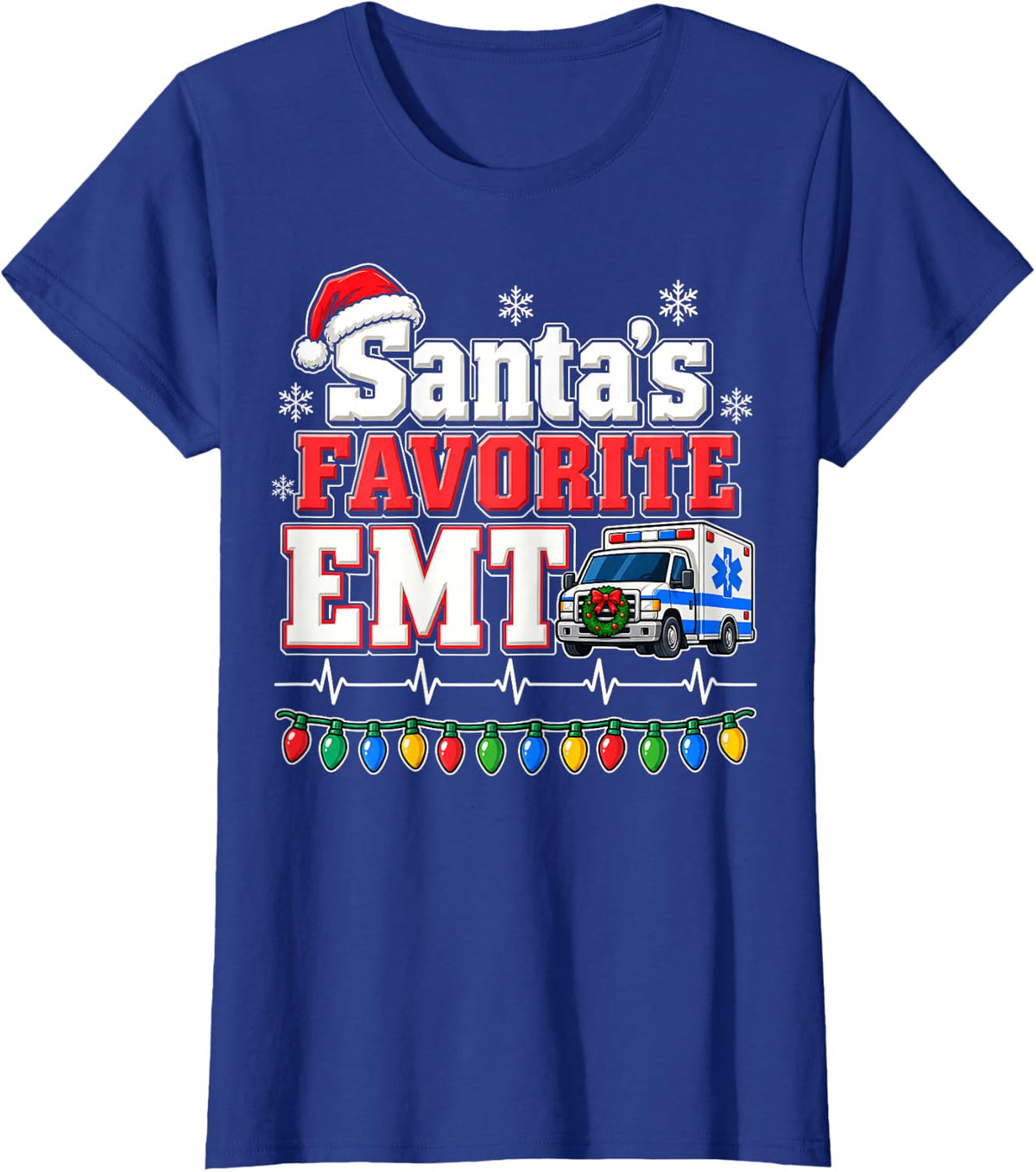 Santa's Favorite EMT Christmas Shirt Medical Technician T-Shirt - Royal Blue