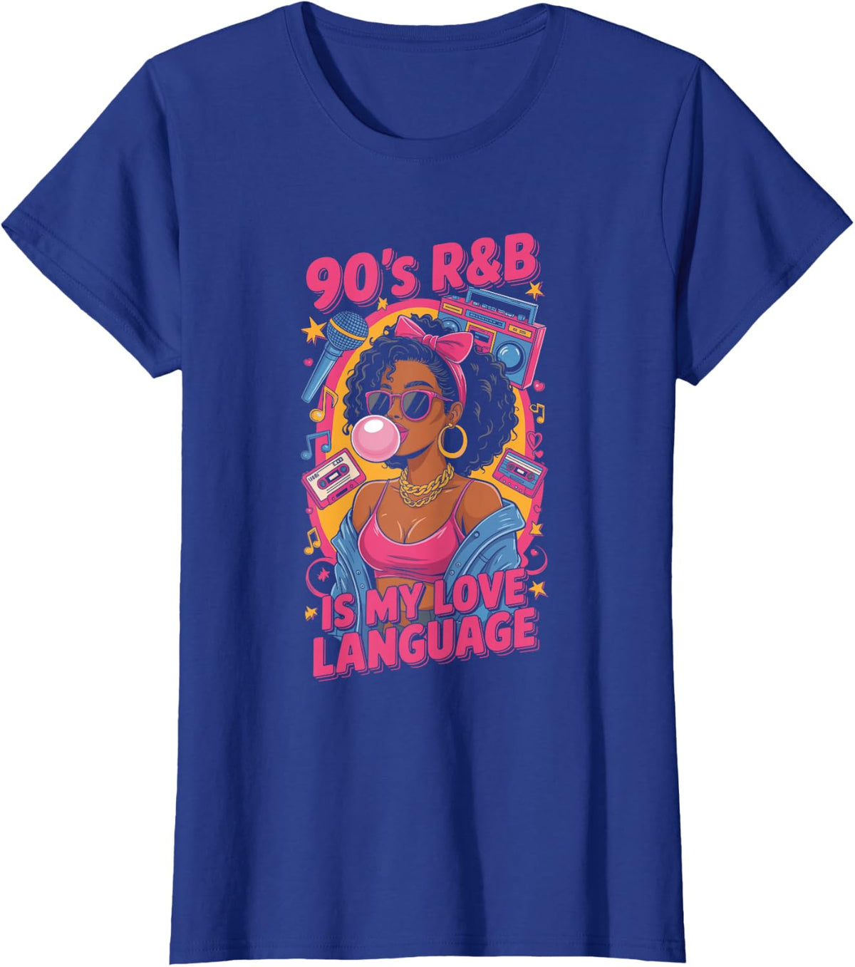90's R&B Music Hip Hop R&B Is My Love Language T-Shirt - Royal Blue
