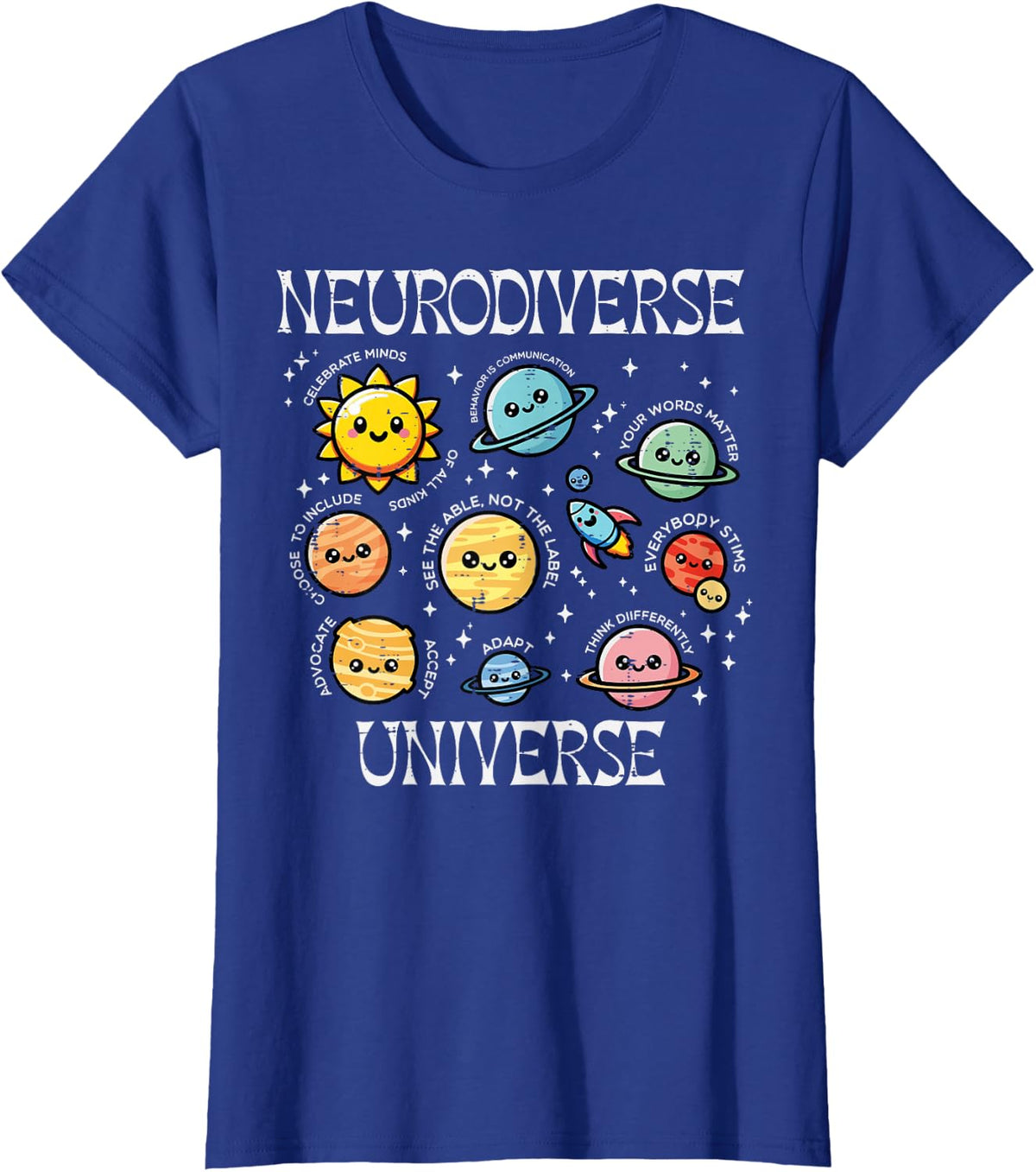 Autism Neurodiverse Universe ASD Awareness Space Kids Men T-Shirt - Royal Blue