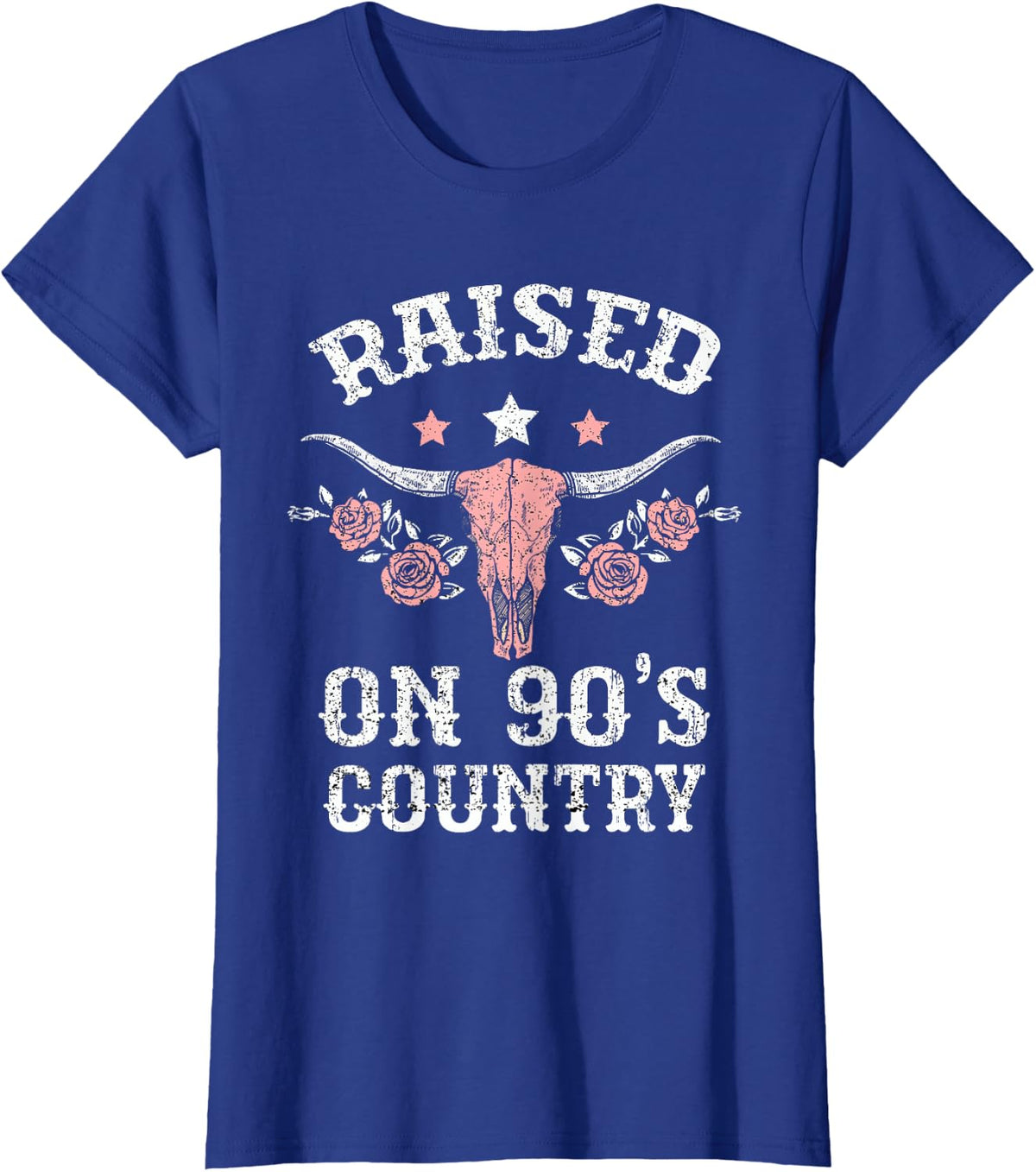 Raised On 90's Country Southern Western Cowgirl T-Shirt - Royal Blue