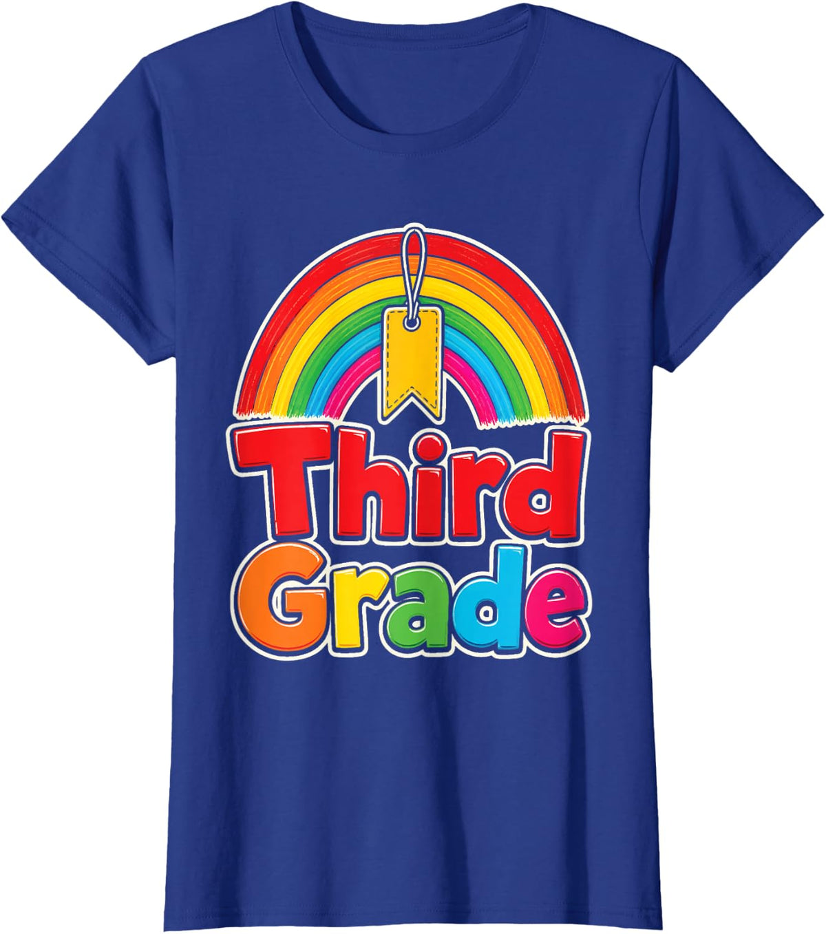 3rd Grade Third Rainbow Banner Elementary First Day Kids T-Shirt - Royal Blue