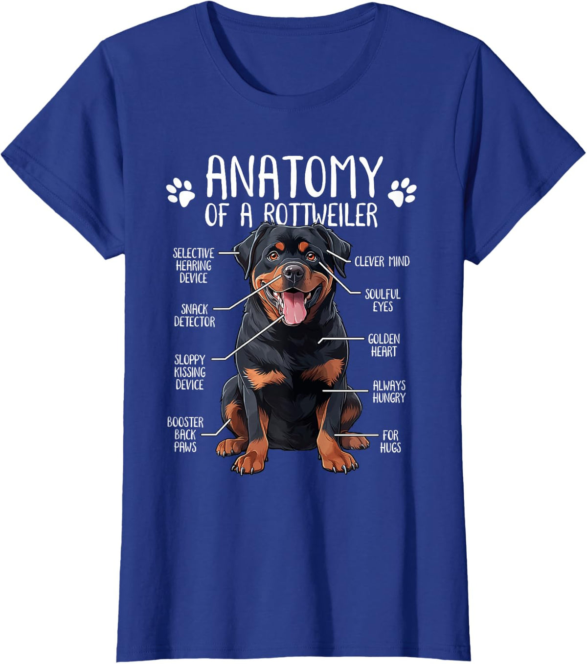 Funny Anatomy Rottweiler Dog Owner Rottie Dad Mom Pet Lover T-Shirt - Royal Blue
