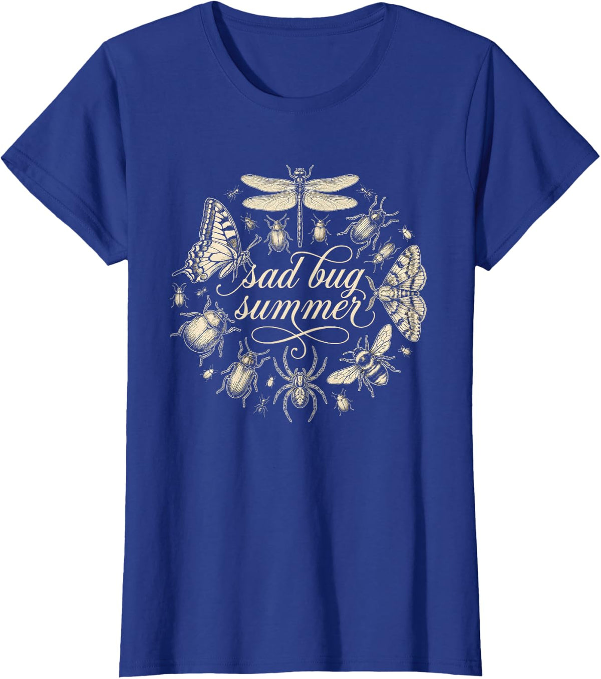 Sad Bug Summer Vintage Insect Entomology T-Shirt - Royal Blue