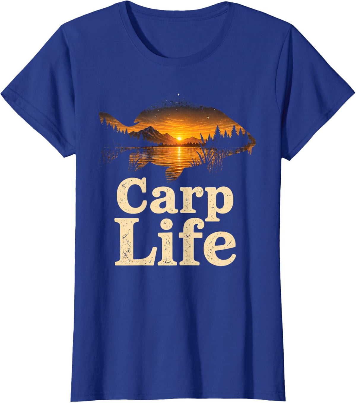 Fishing Carp Life Vintage Angler Lake Gift T-Shirt - Royal Blue