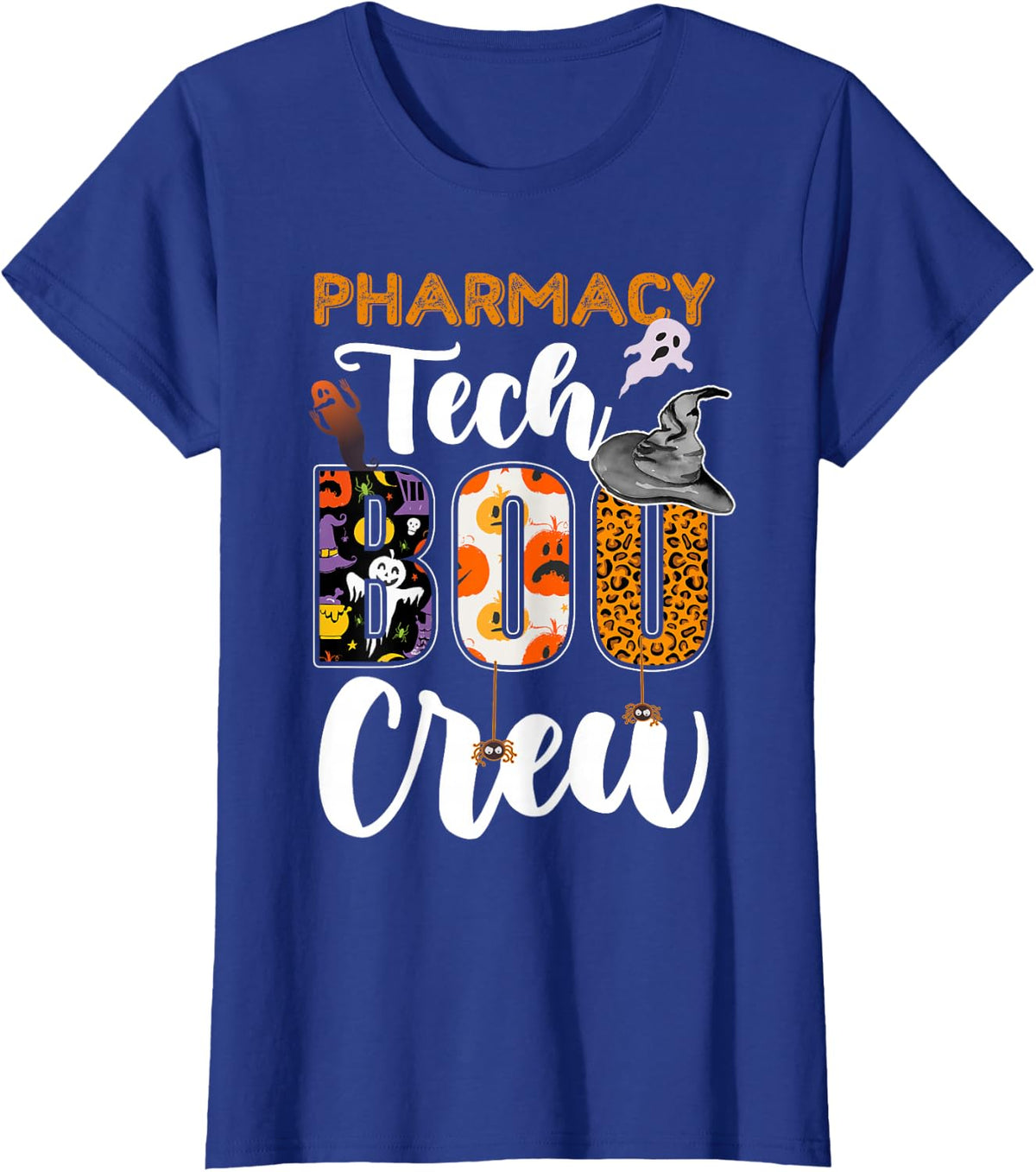 Pharmacy Tech Boo Crew Halloween Costume Matching T-Shirt - Royal Blue