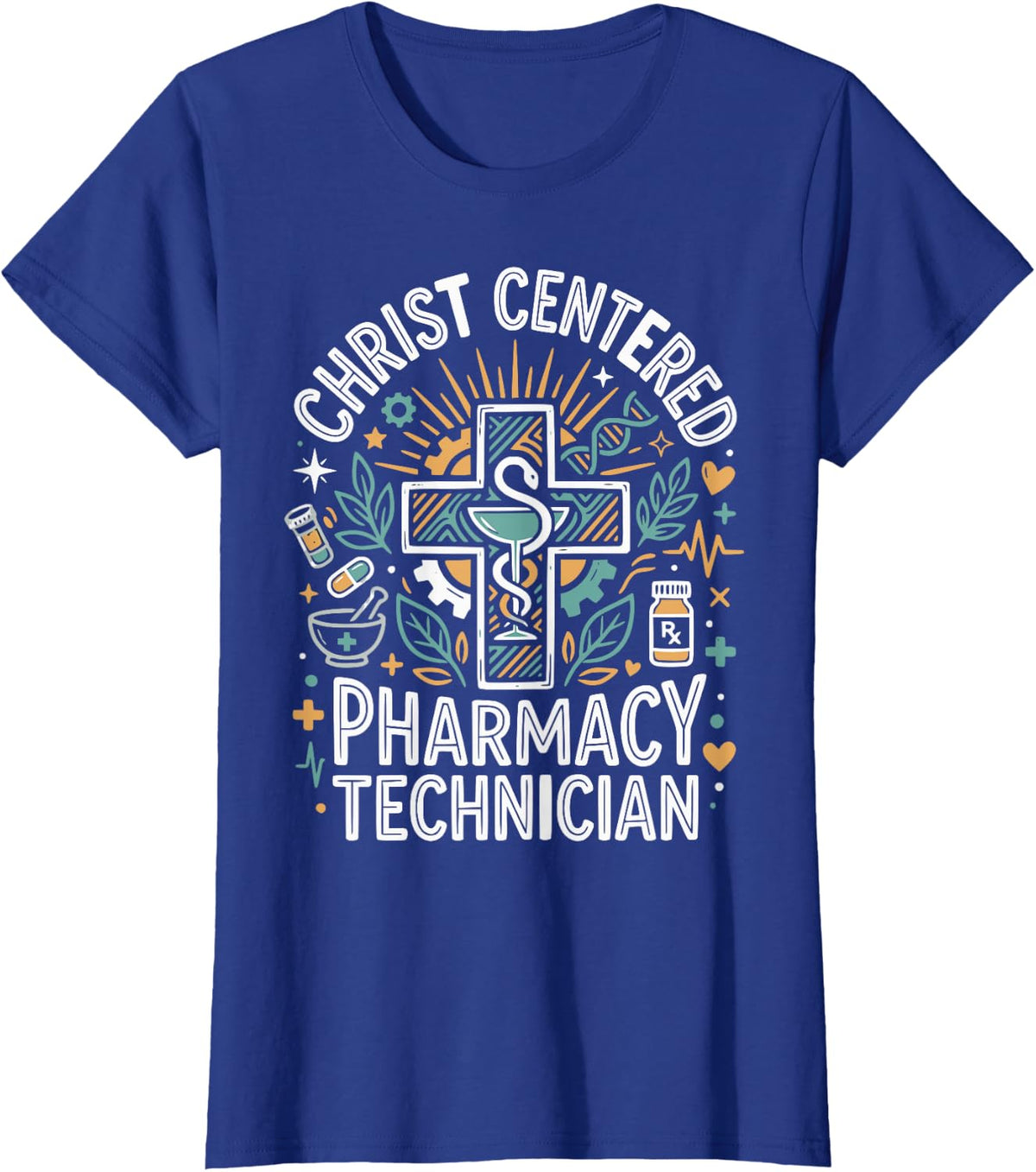 Christian Pharmacy Technician Jesus Christ Pharm Tech T-Shirt - Royal Blue