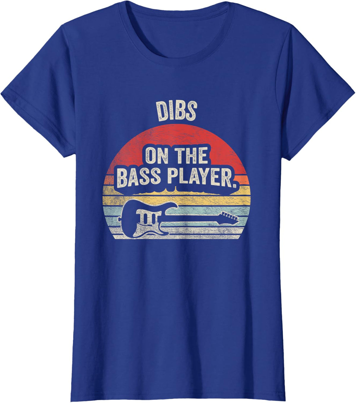 NICE 'N COOL Retro Vintage Dibs On The Bass Player Bassist T-Shirt - Royal Blue