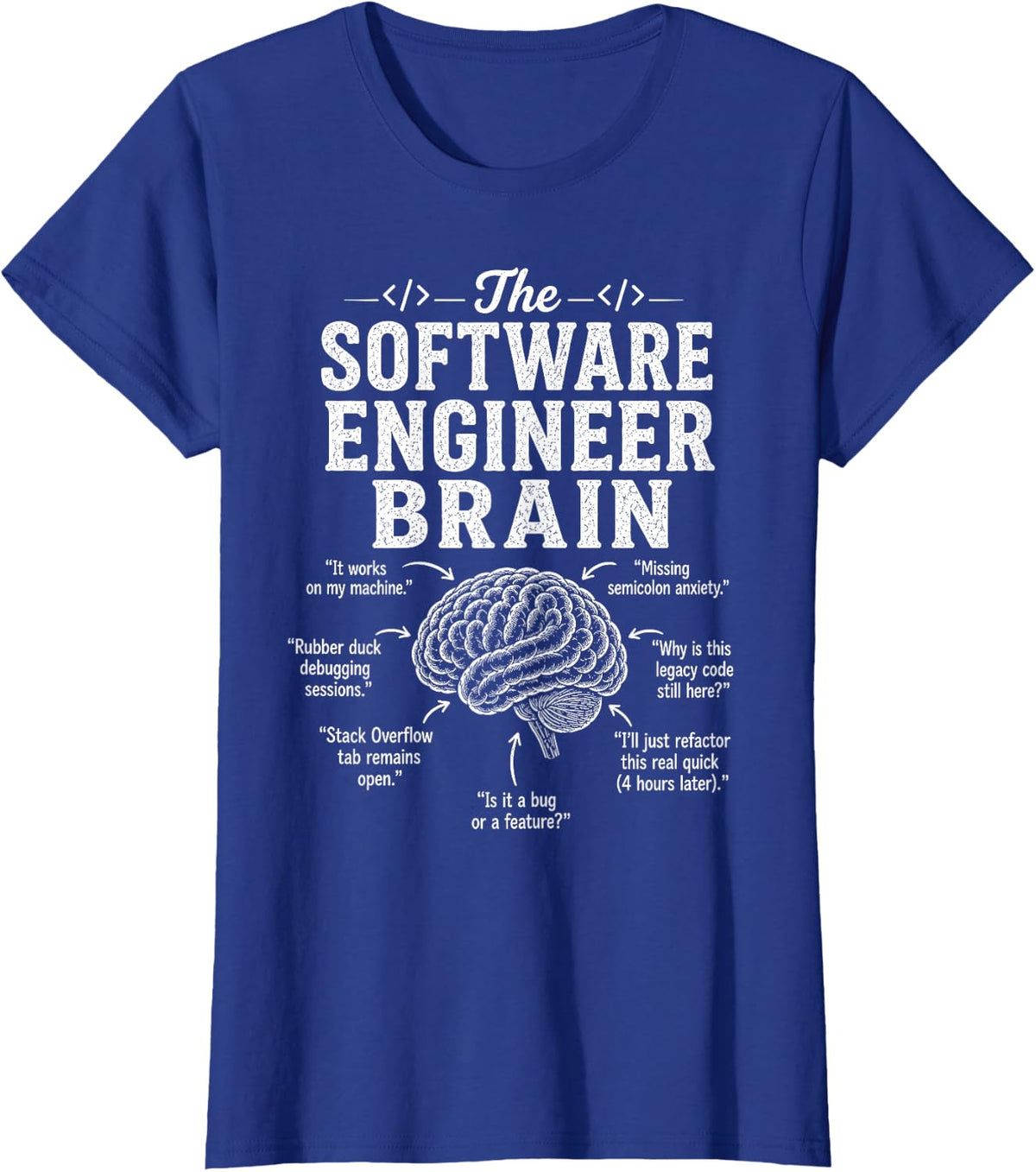 Software Engineer Brain Funny Programmer Coding Developer T-Shirt - Royal Blue