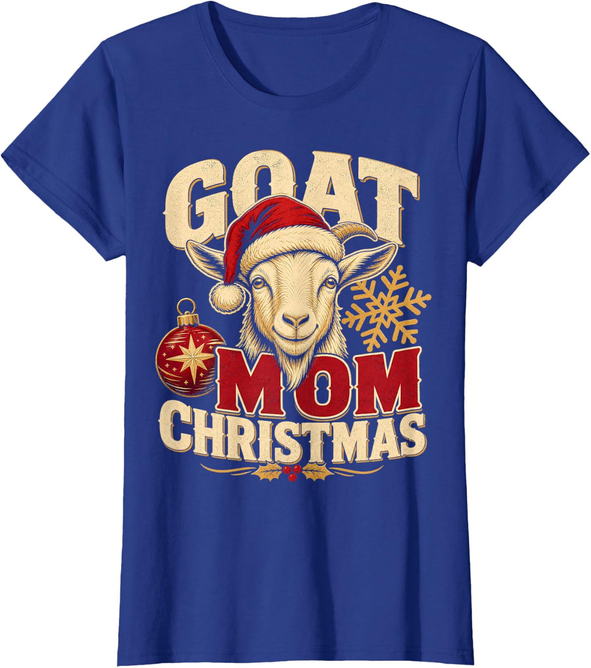 Goat Mom Christmas Holiday T-Shirt - Royal Blue