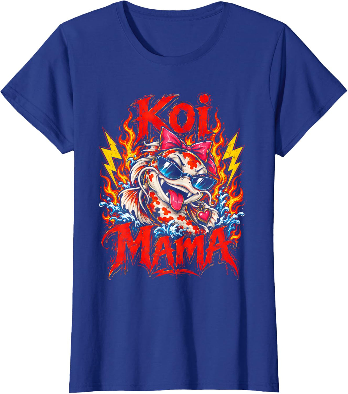 Koi Mama Fish Lover Bootleg T-Shirt - Royal Blue