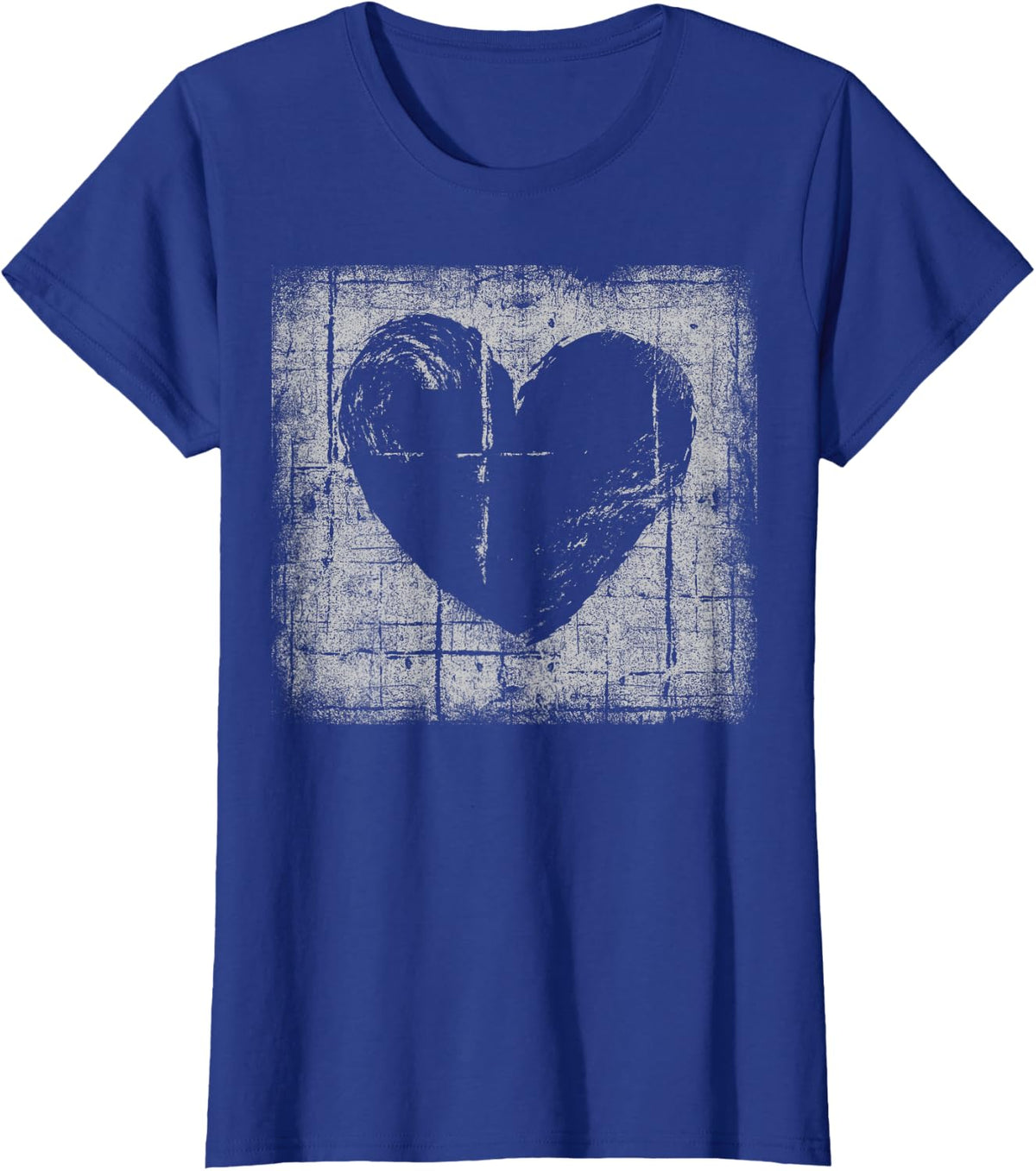 Heart Black Grunge Distressed Design Dark Valentines Hearts T-Shirt - Royal Blue