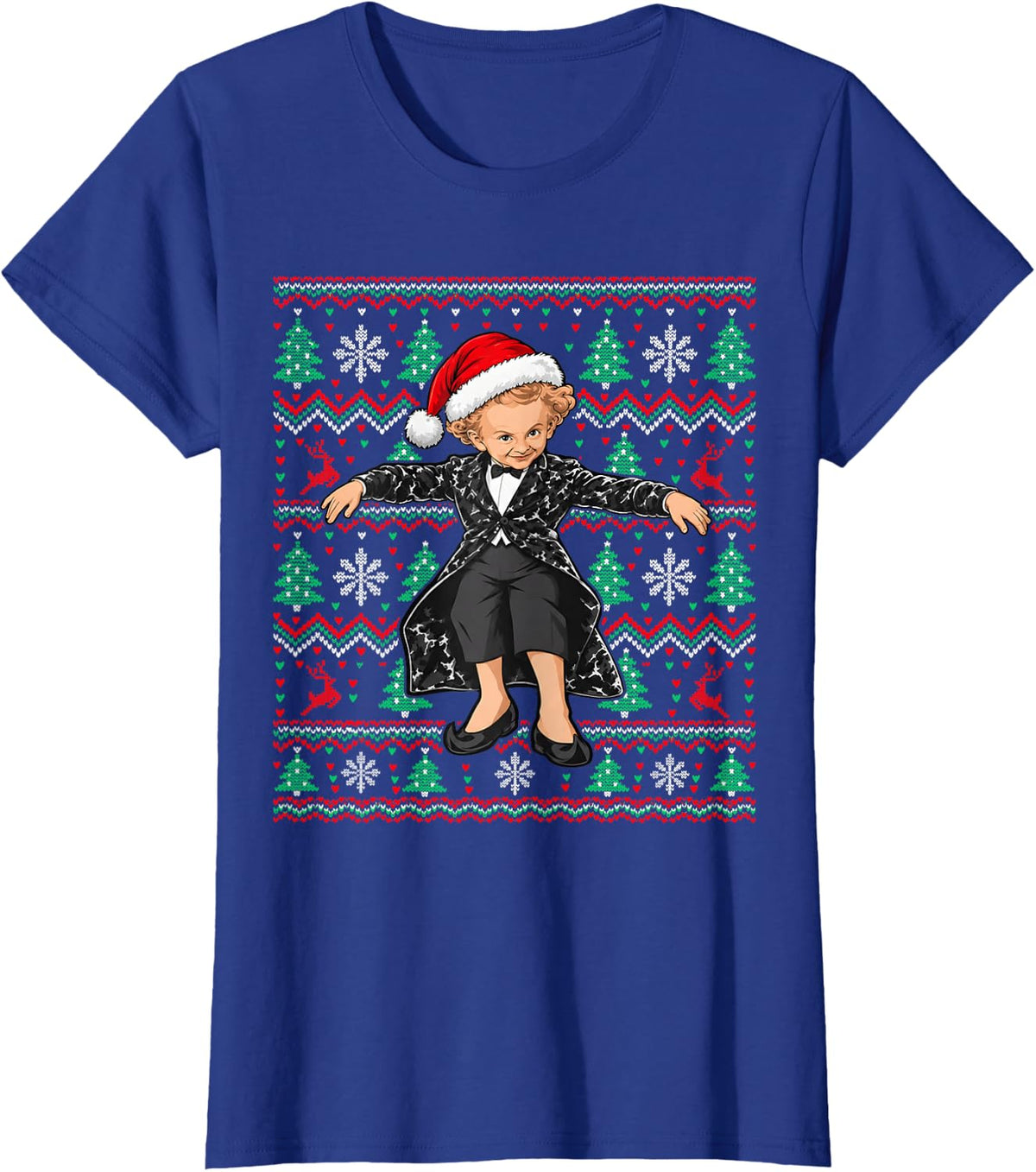Funny Tiptoeing Rumpelstiltskin Meme Ugly Christmas Sweater T-Shirt - Royal Blue
