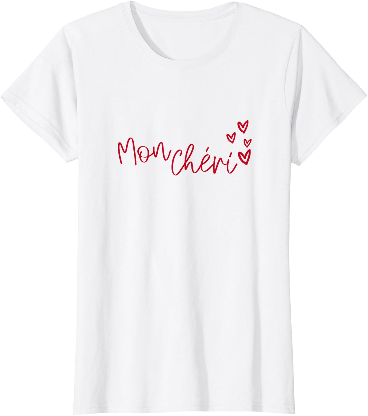 Chic Mon Cheri French Slogan Hearts Travel Culture Paris T-Shirt - White