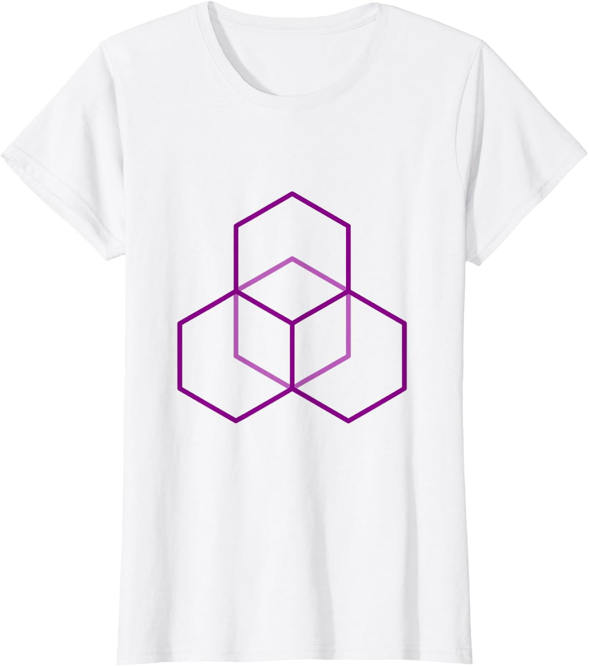 Hexagon Pattern in Purple T-Shirt - White