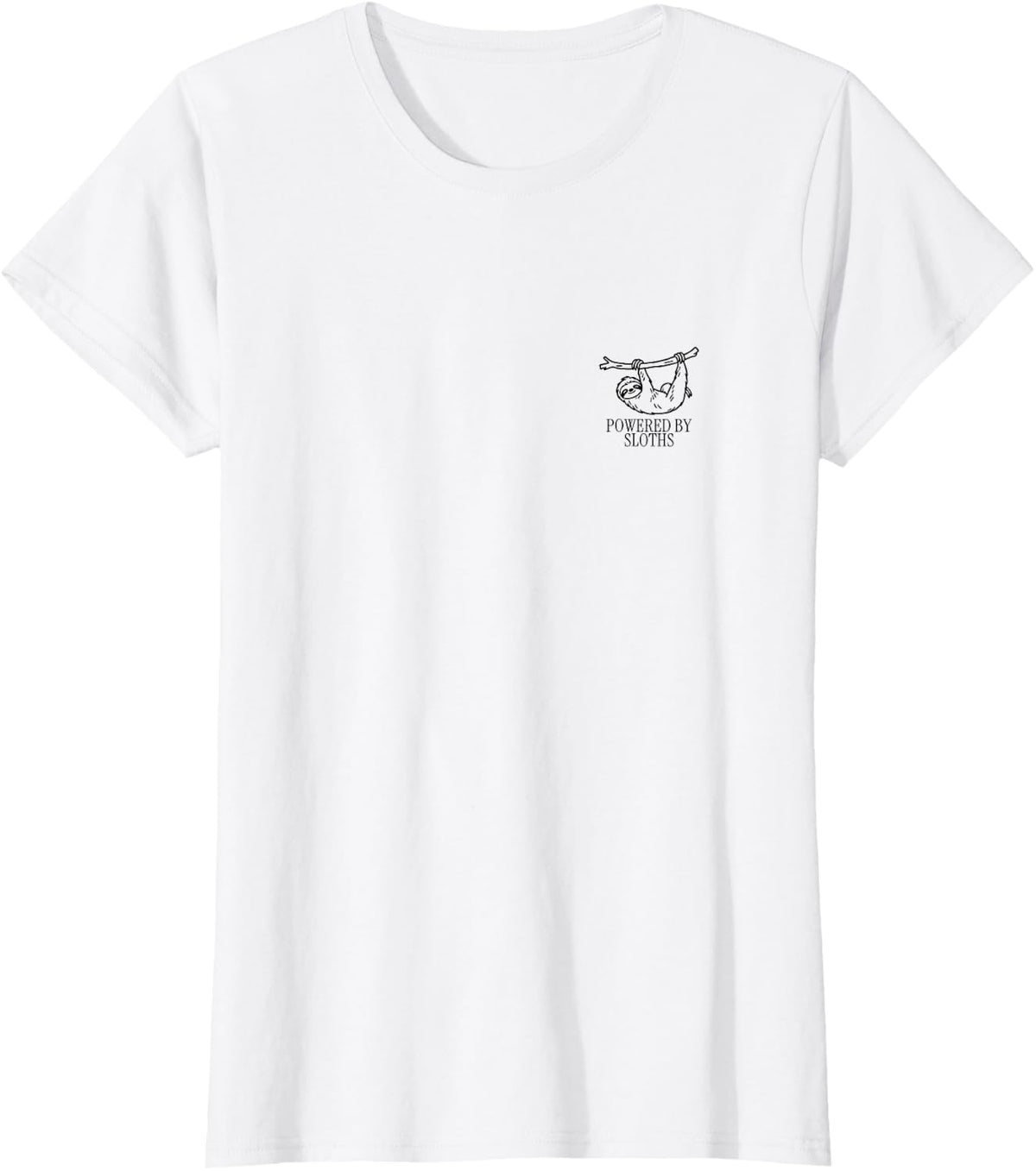 Powered By Sloths Minimalist Lazy Animal Lover Humor T-Shirt - White