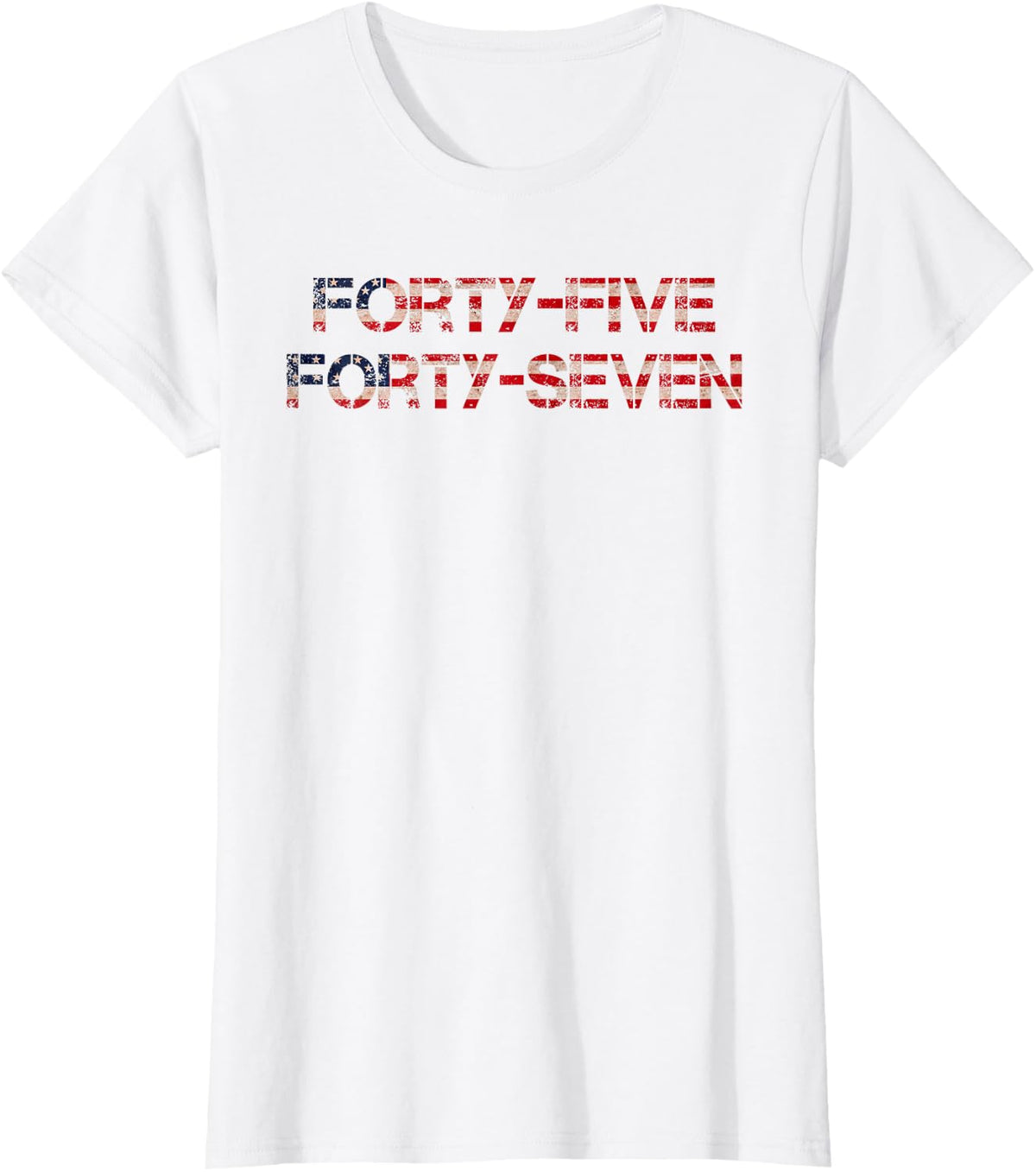 45 47, President US Flag, Patriotic USA Flag T-Shirt - White