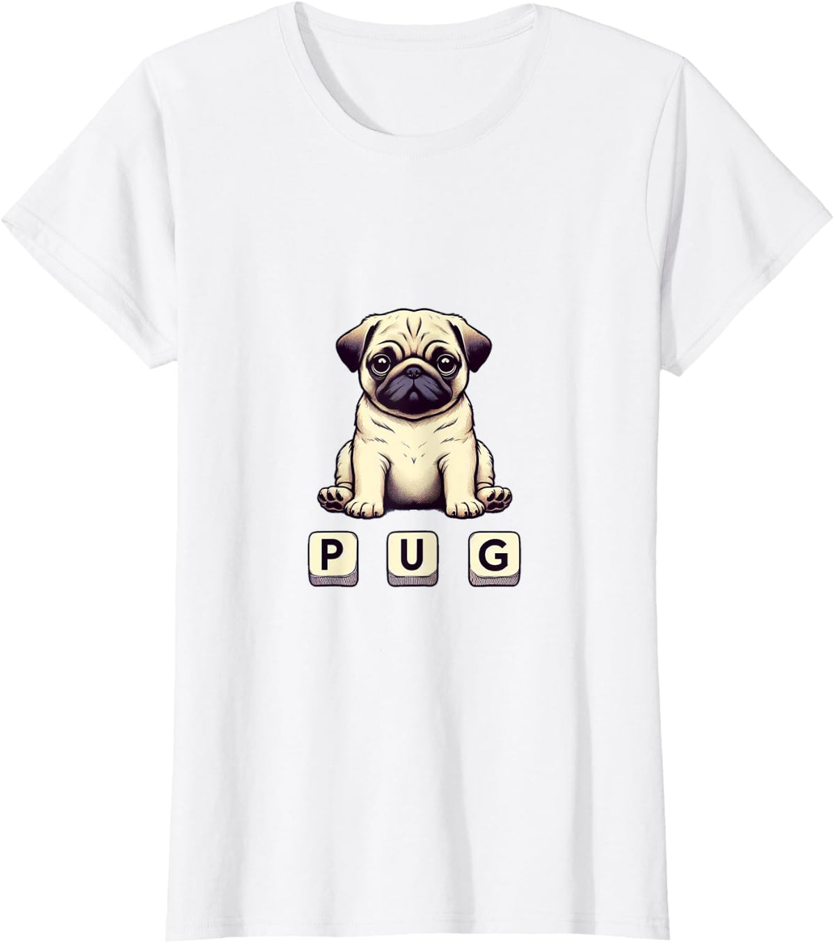 pug simple design T-Shirt - White