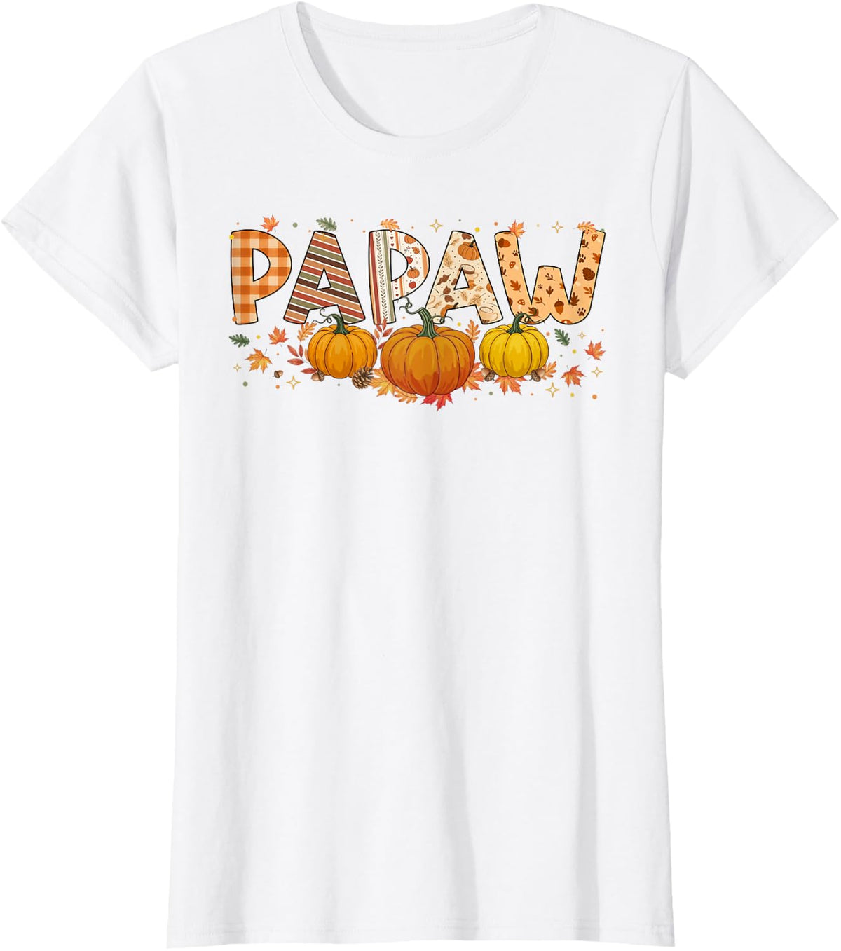 Retro Papaw Pumpkin Fall Leaves Papaw Fall Thanksgiving T-Shirt - White