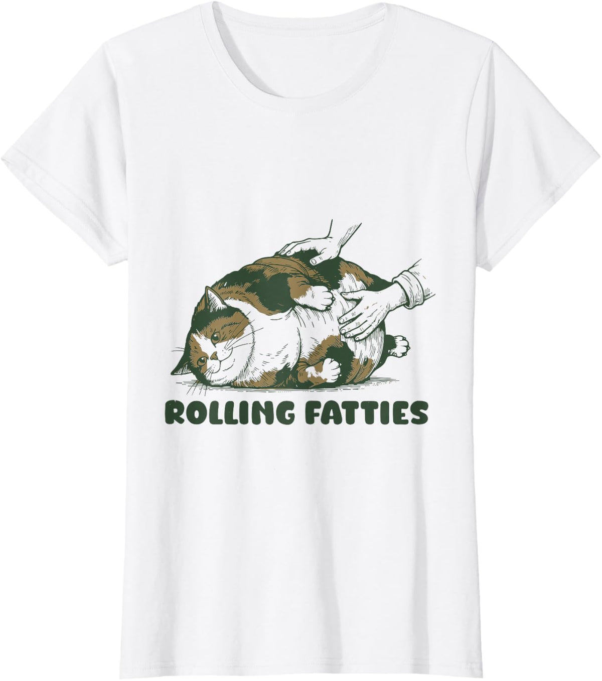 Rolling Fatties Calico Funny Cat Shirts for Women Men Cute Cat Lover Tees T-Shirts - White