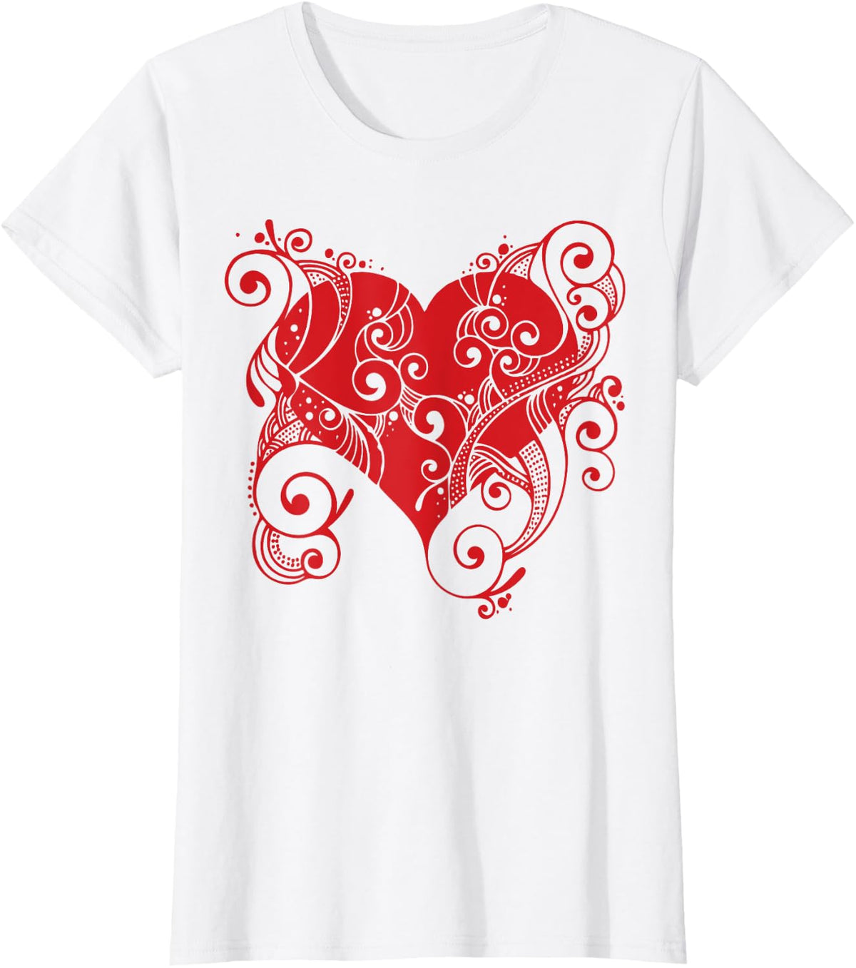 Beautiful Ornate Heart Celebrate Love and Valentine's Day T-Shirt - White