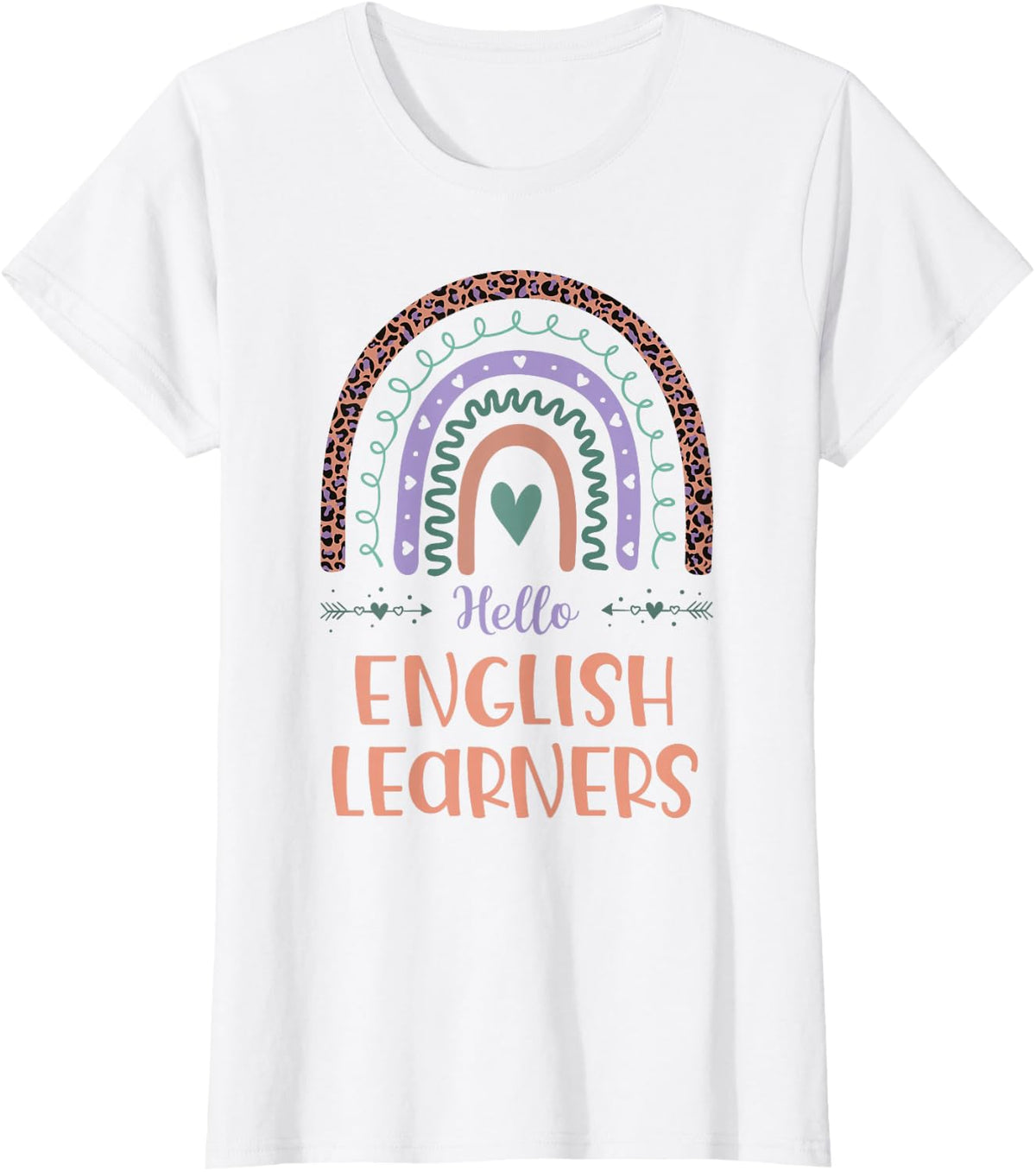 Hello English Learners ELL Teacher Back To School Rainbow T-Shirt - White