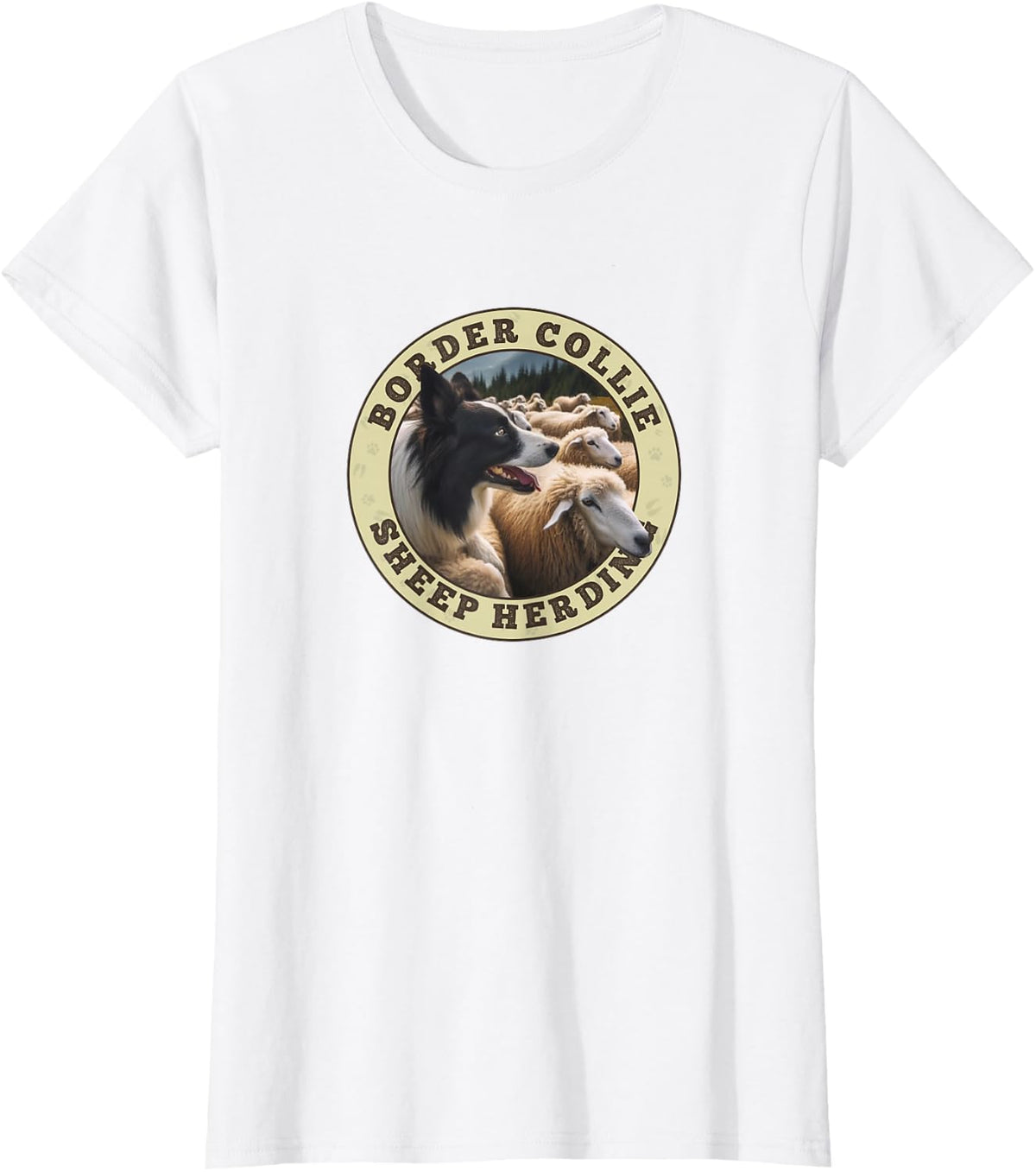 Border Collie Australian Shepherd with Sheep T-Shirt - White
