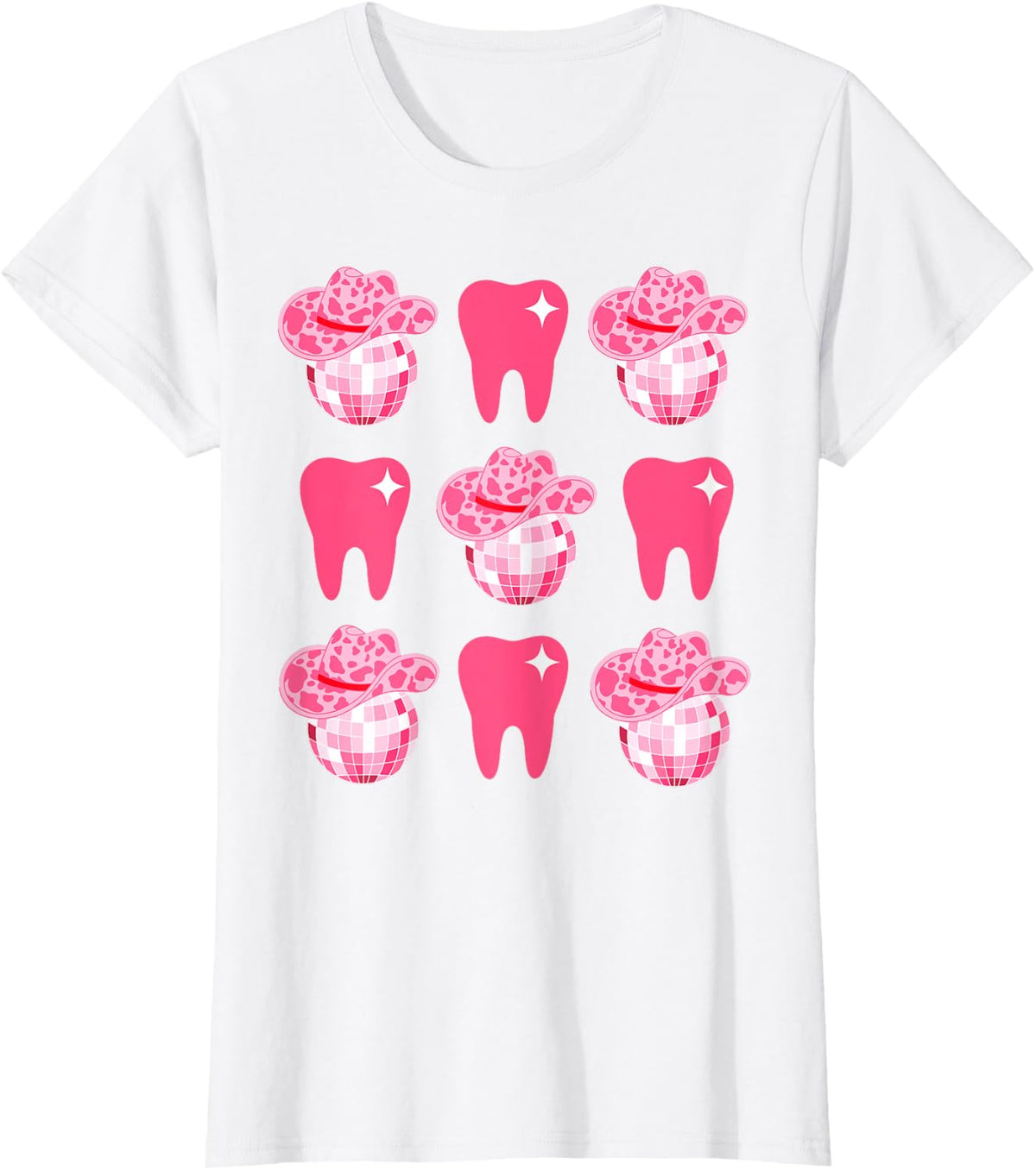 Cowboy Disco Tooth Dental Assistant Oral Hygienist Western T-Shirt - White