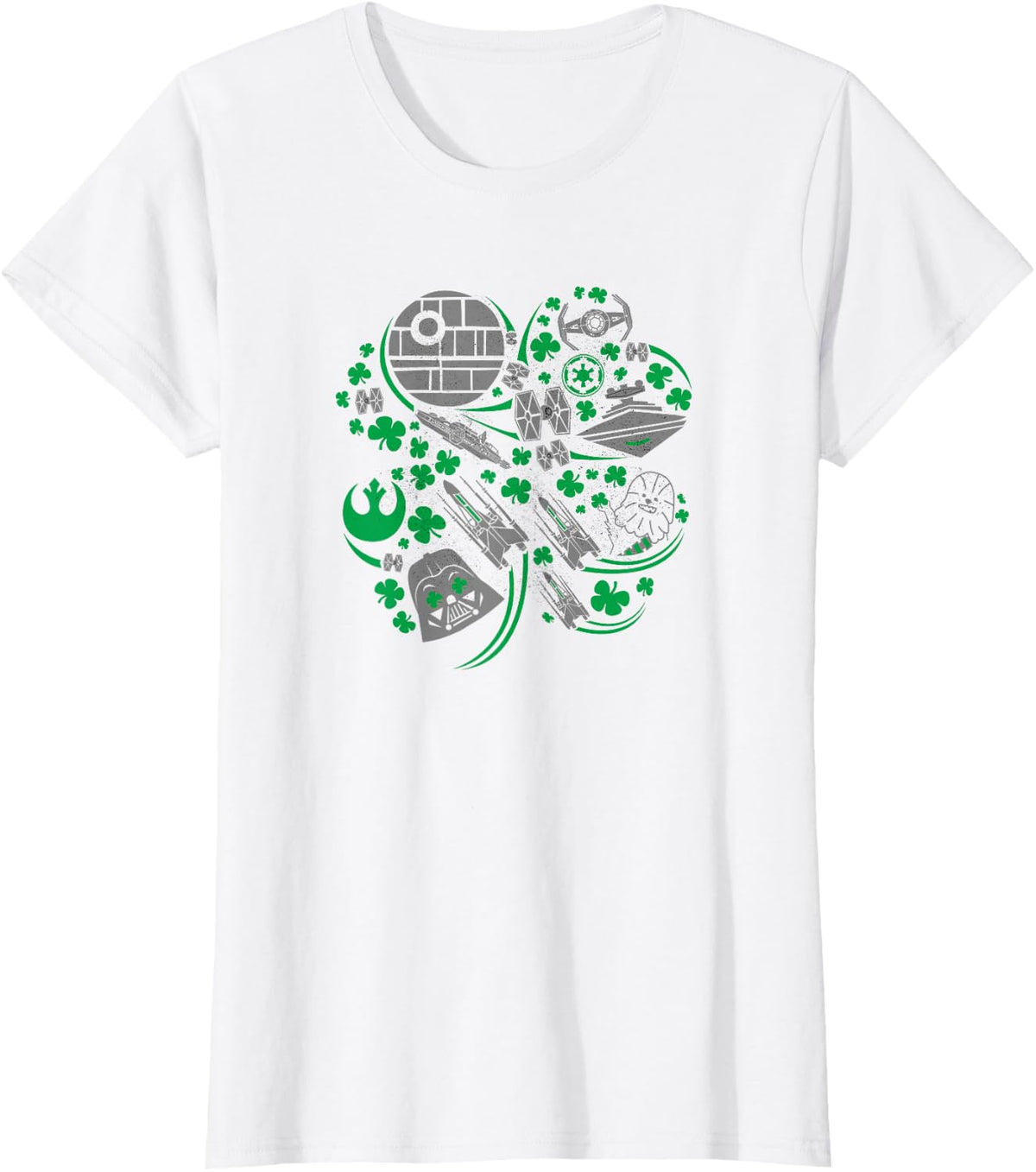 Star Wars Icons Lucky Green 4-Leaf Clover St. Patrick's Day T-Shirt - White