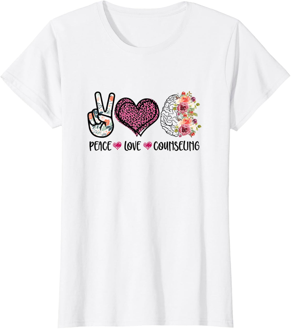 Peace Love Counseling Proud School Counselor Therapist Psych T-Shirt - White