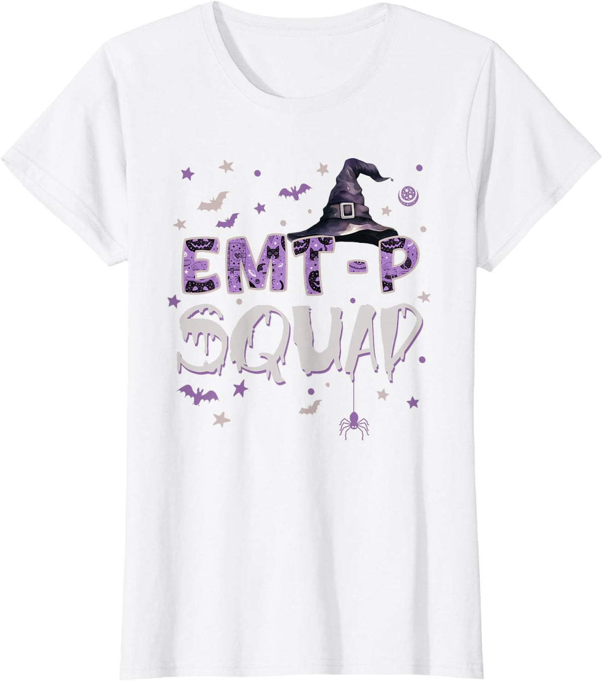 EMT-P Squad Halloween Fun Paramedic Witch T-Shirt - White