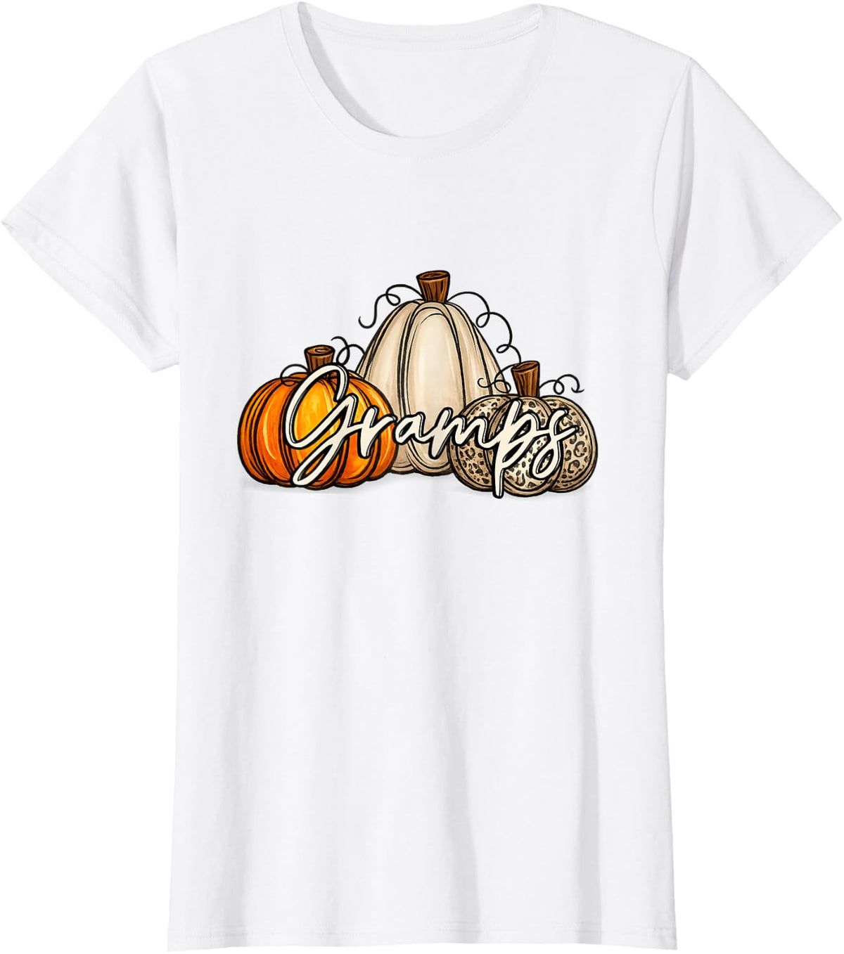 Gramps Pumpkin Leopard First Birthday Autumn Pumpkin T-Shirt - White