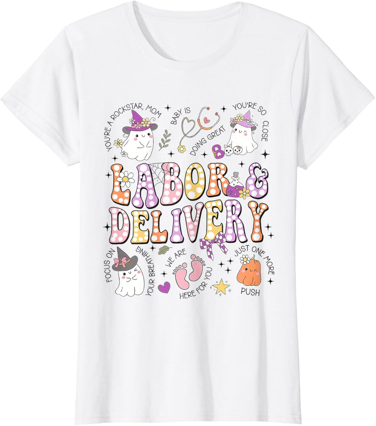 Halloween Labor and Delivery Nurse, Halloween L&D Nurse Tees T-Shirt - White