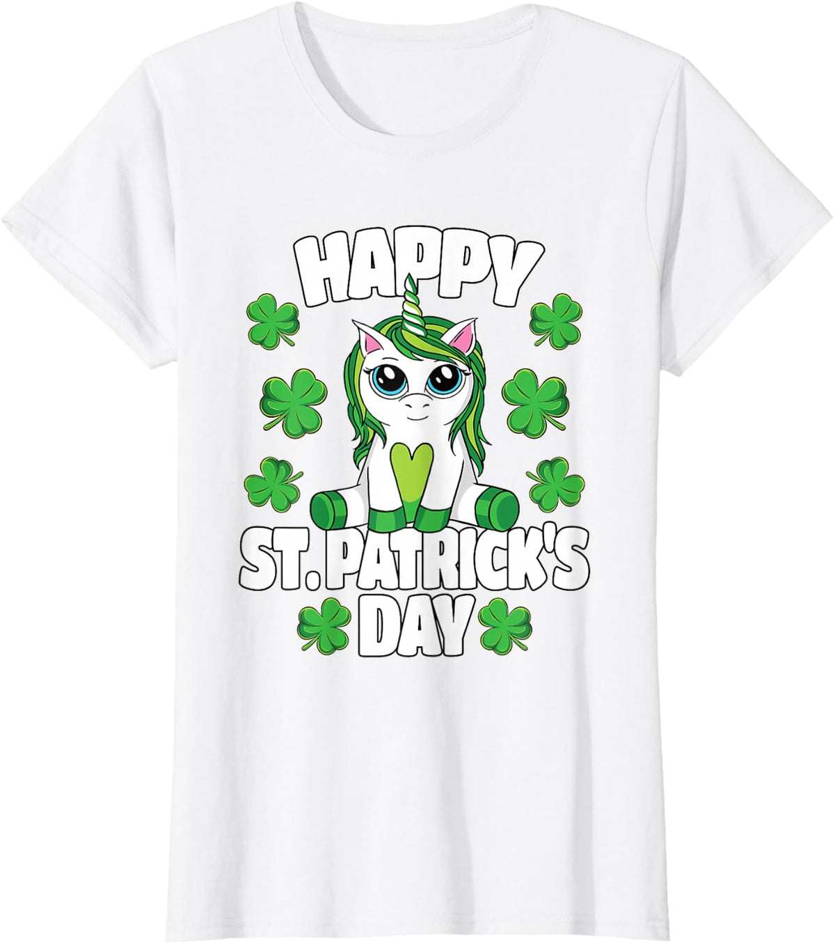 Happy St. Patricks Day Lepricorn Irish Unicorn Girls T-Shirt - White