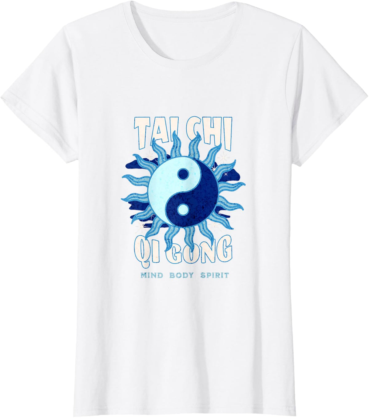 Tai Chi Martial Arts Ying Yang Qi Gong Balance Breathing T-Shirt - White