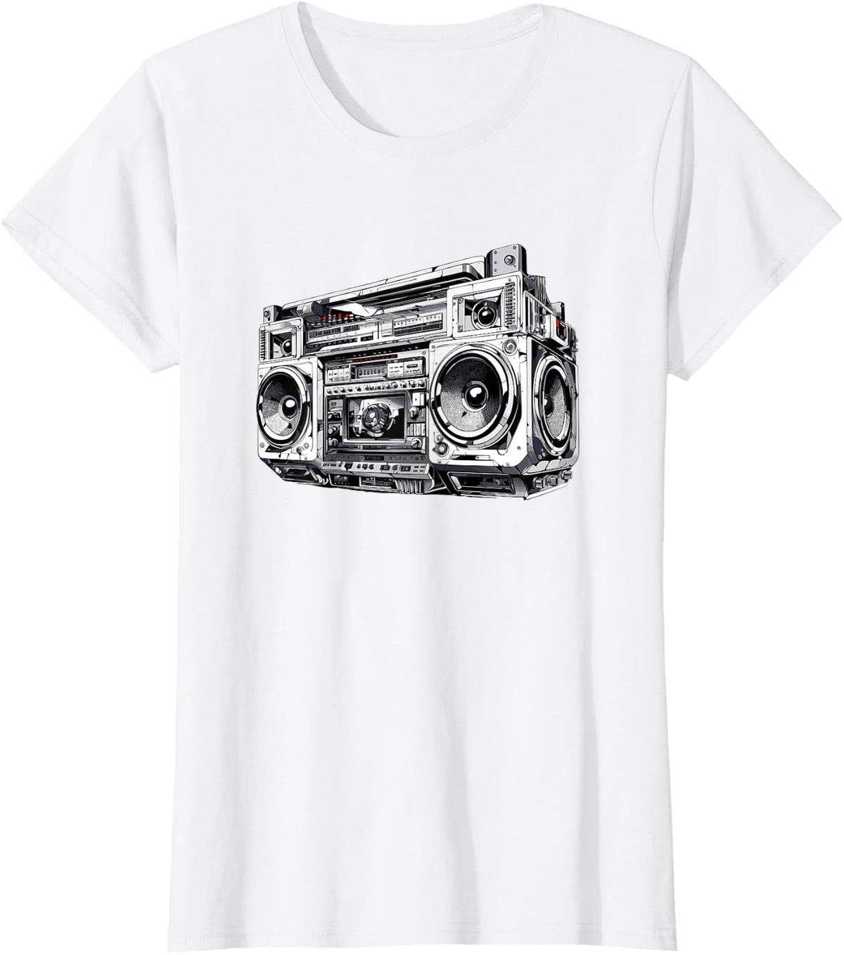 Ghetto Blaster Hip Hop 80's 90's Street Gangster Rap Lover T-Shirt - White