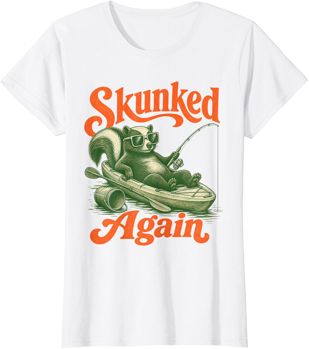 Skunked Again Kayak Fishing Kayaking Angler T-Shirt - White