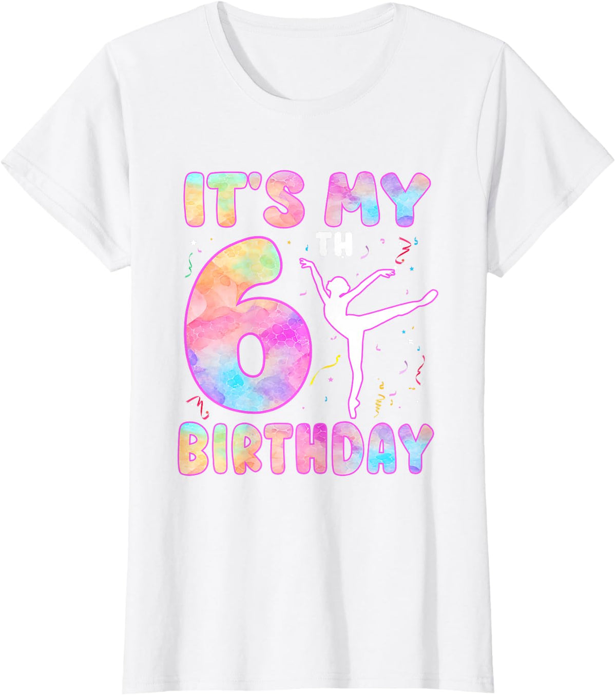 It's My 6th Birthday Gymnastic Theme 6 Year Old Gymnast T-Shirt - White