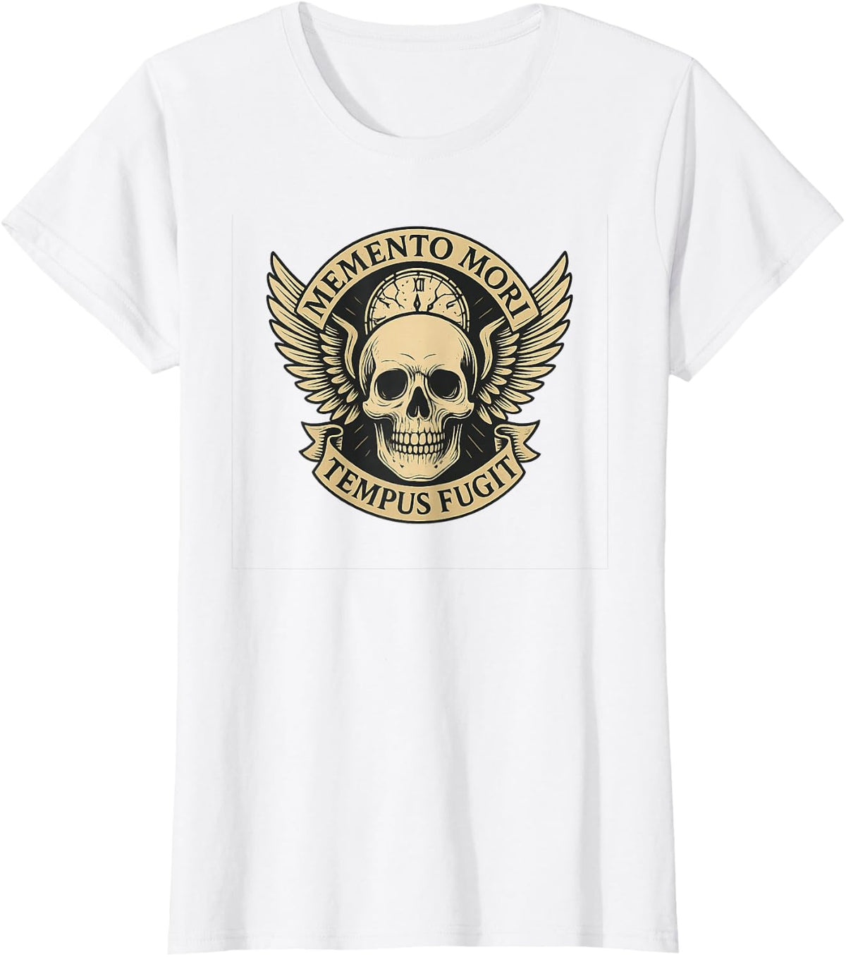 Memento Mori Tempus Fugit Latin Stoic Quote T-Shirt - White