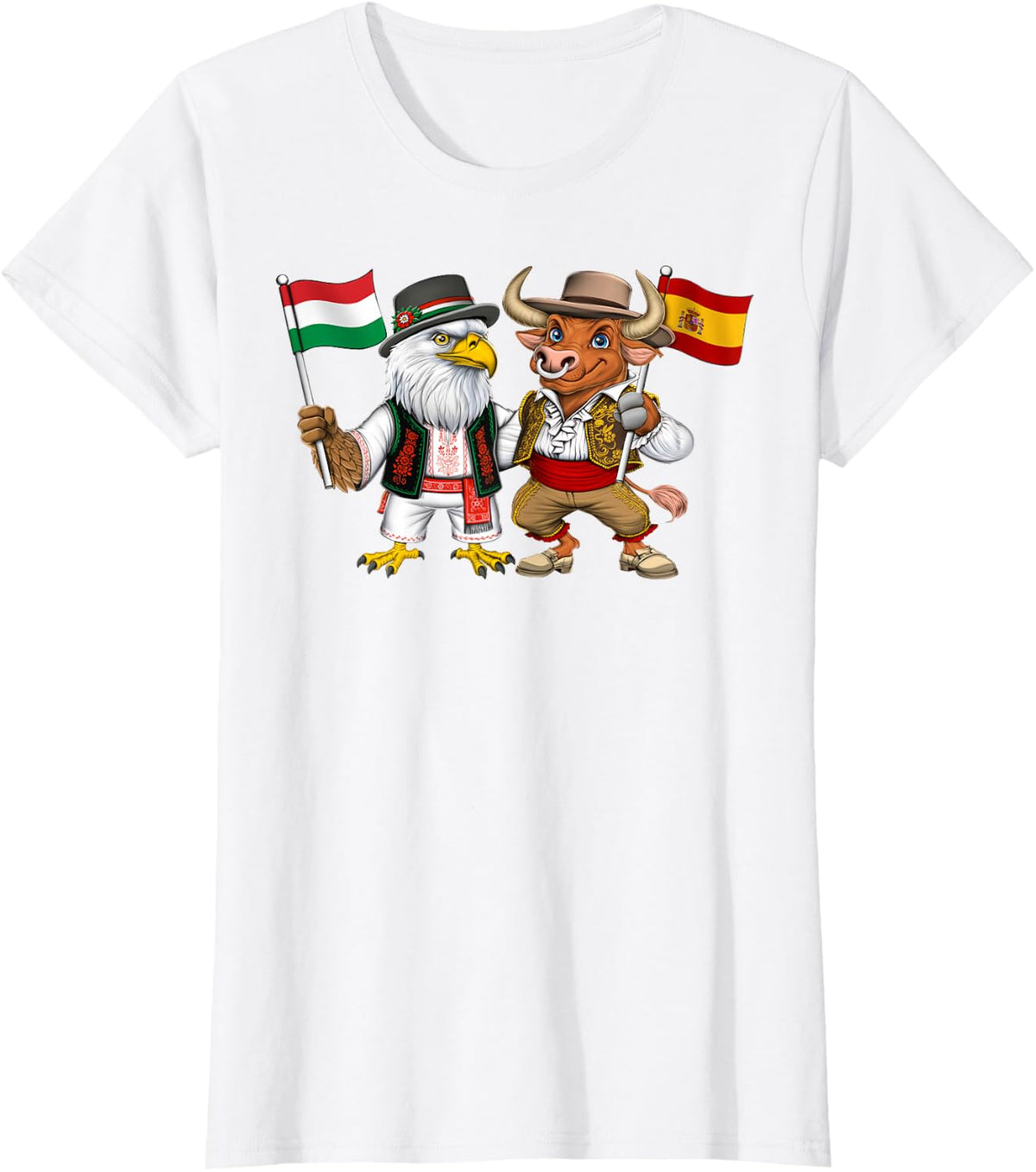 Spanish Hungarian Roots Spain Hungary Flag T-Shirt - White