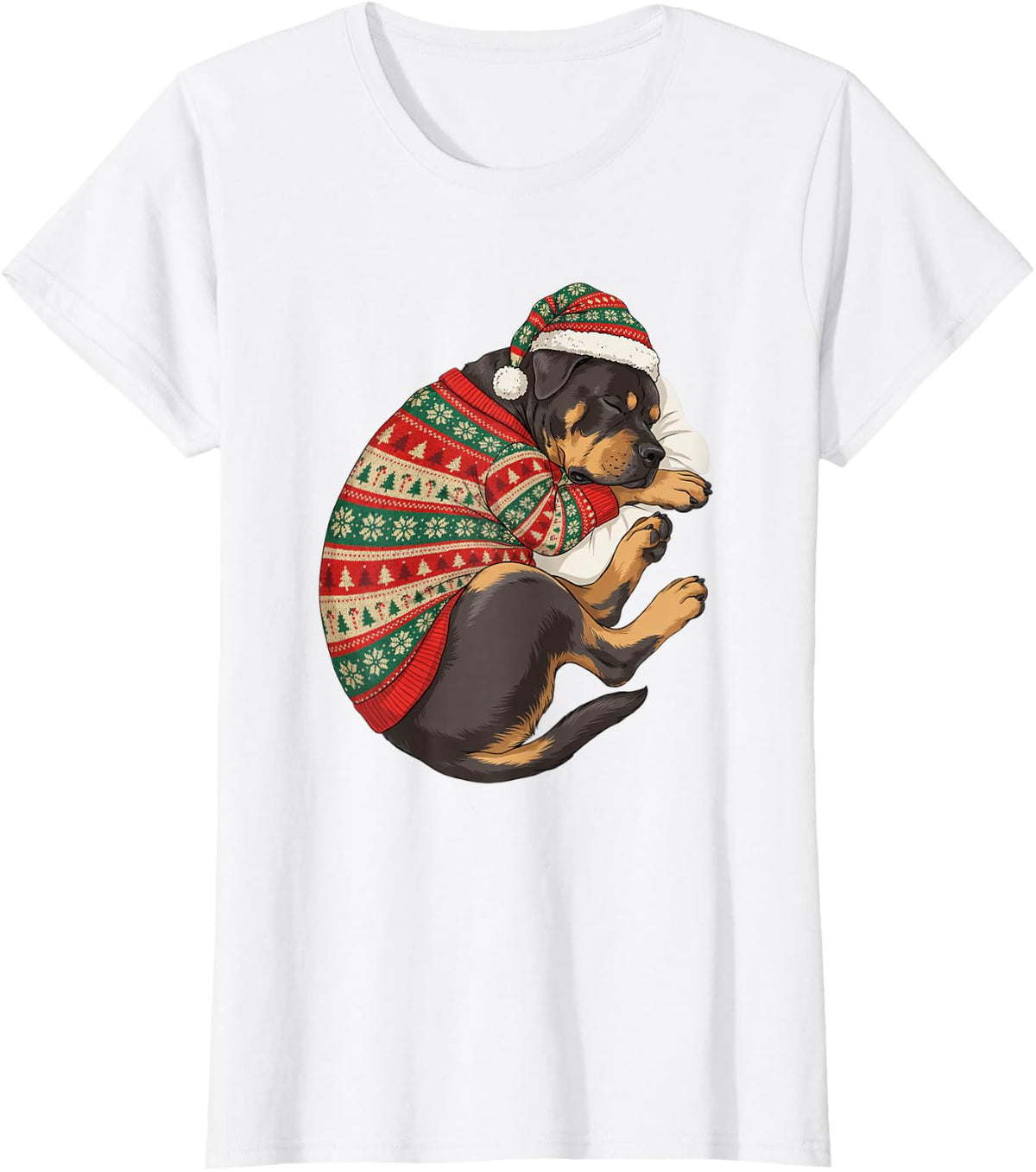 Sleepy Cane Corso Cozy Sweater Santa Hat Dog Mom Dad Lover T-Shirt - White