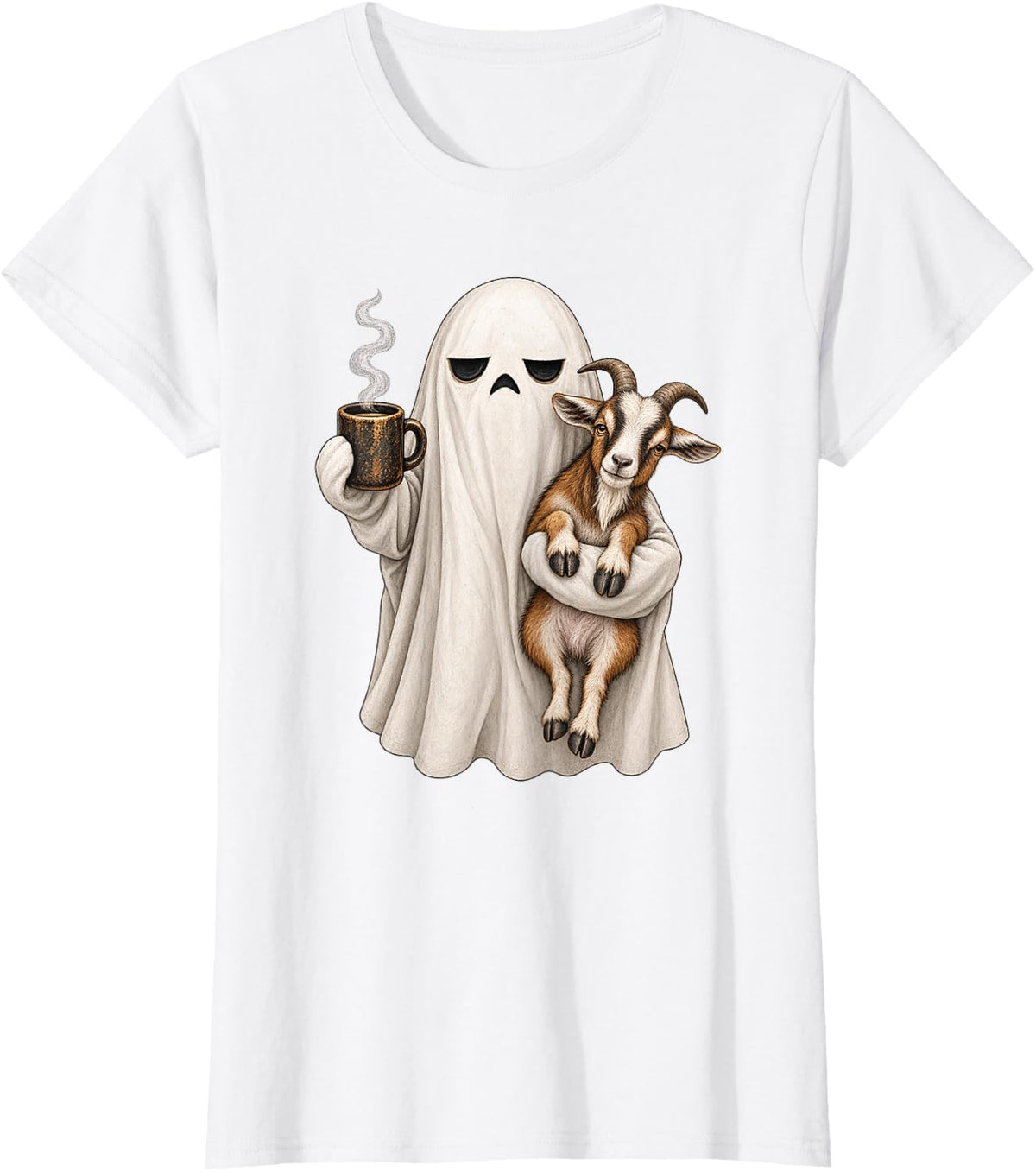 Halloween Goat Ghost T-Shirt - White