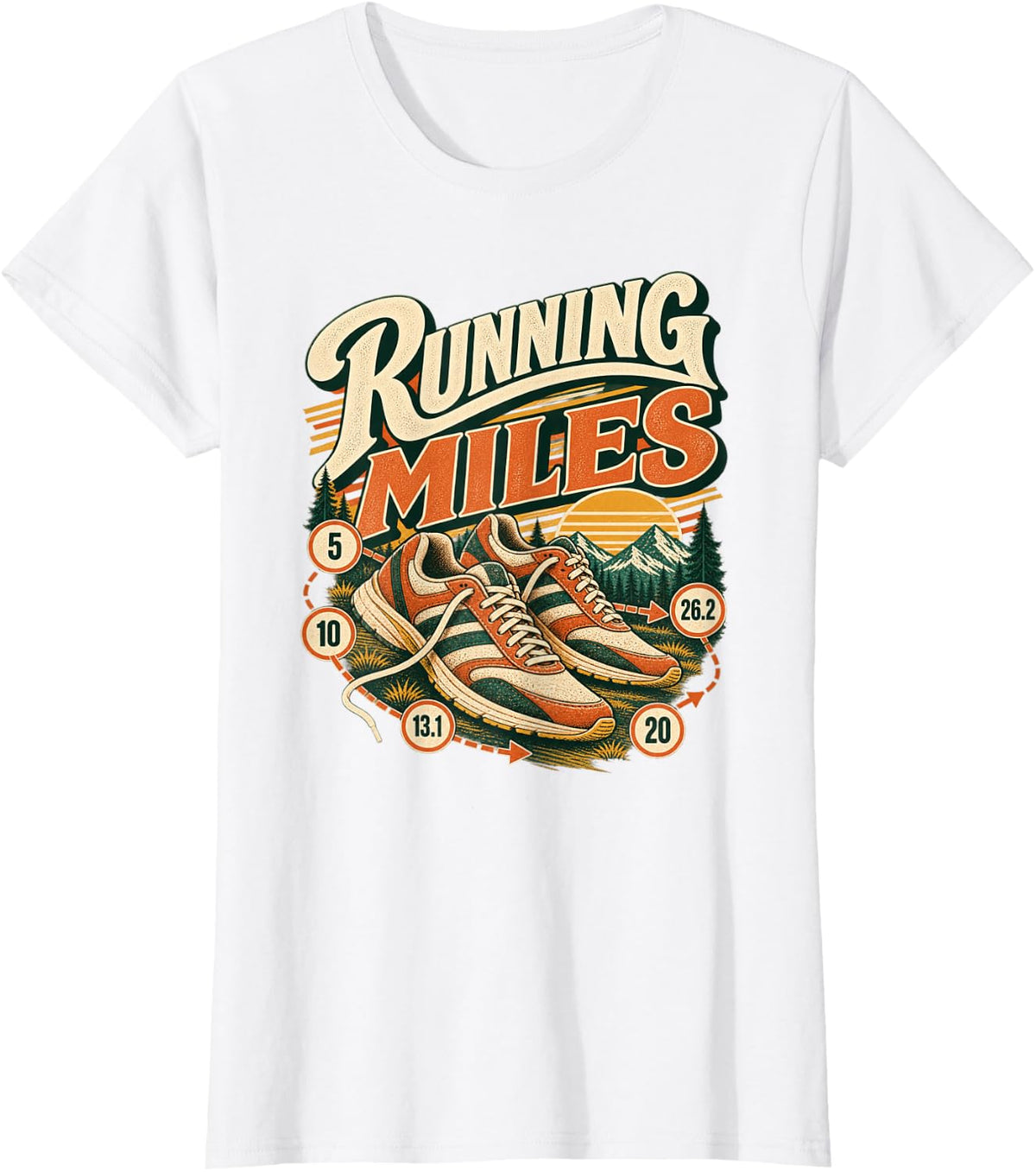 Running Miles Vintage Distance Runner T-Shirt - White