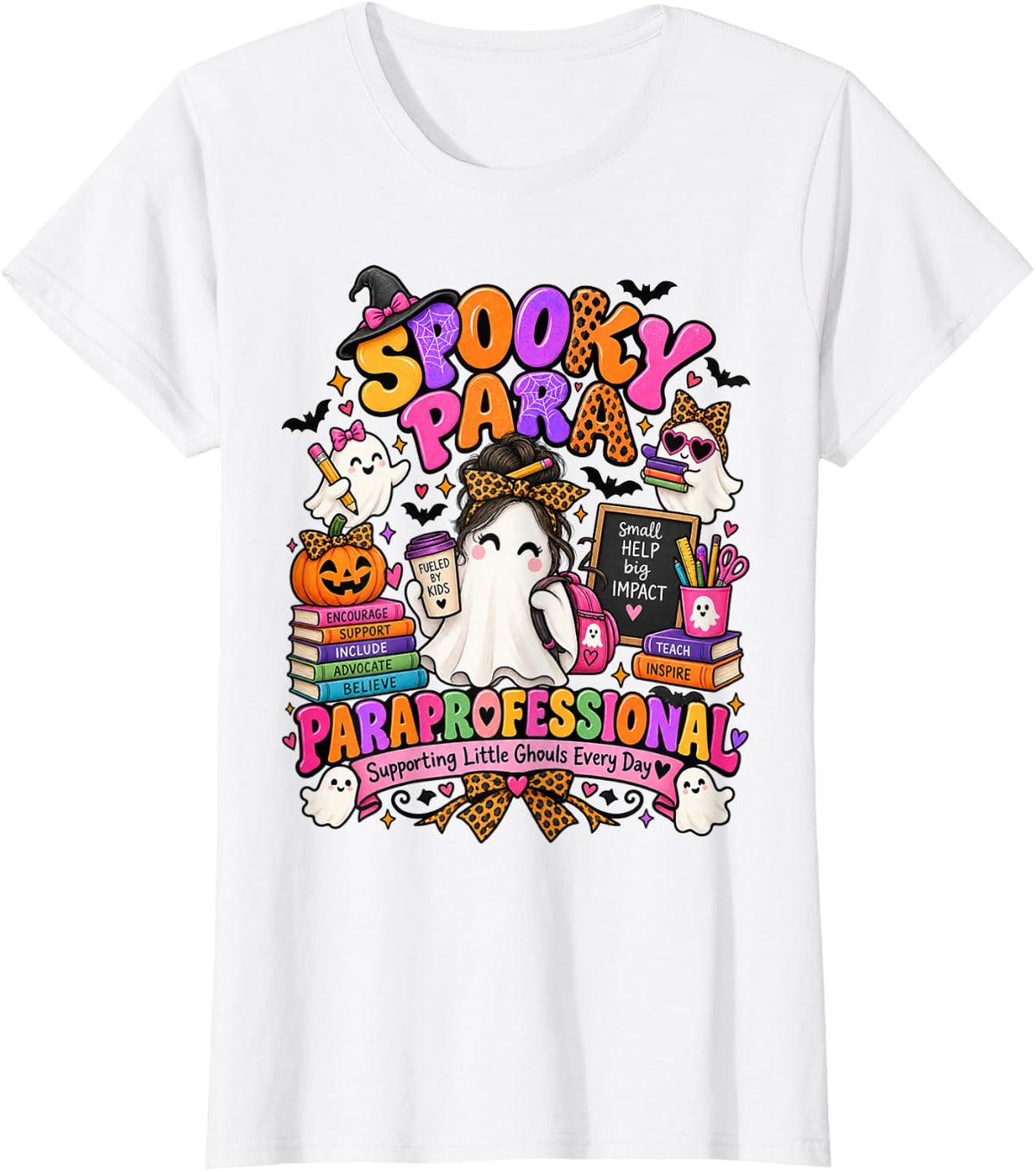 Spooky para Paraprofessional Halloween Teacher T-Shirt - White